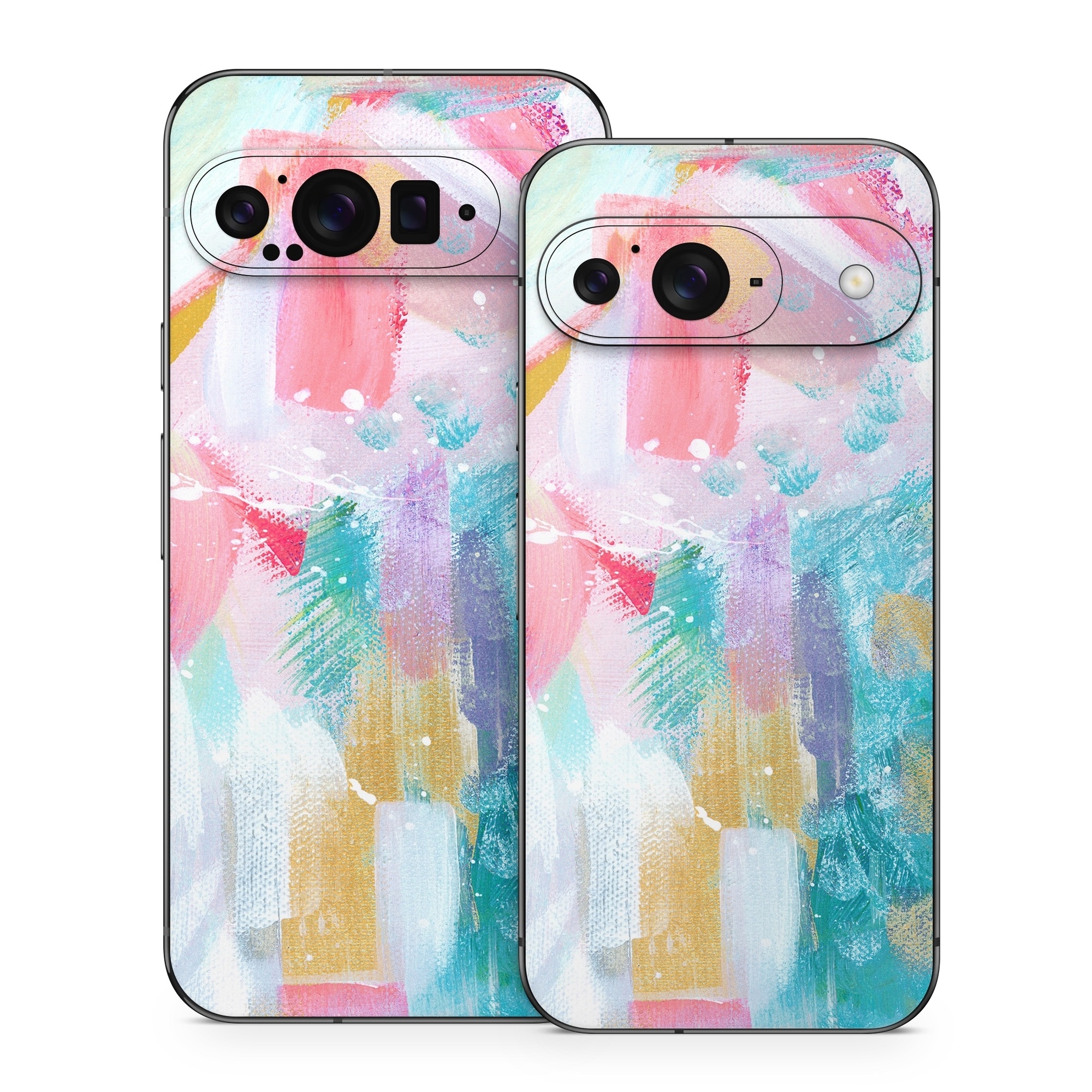 Google Pixel 9 Series Skin design of Colorfulness, Art paint, Paint, Pink, Creative arts, Art, Aqua, Magenta, Tints and shades, Font, with white, blue, pink, purple, green, yellow colors