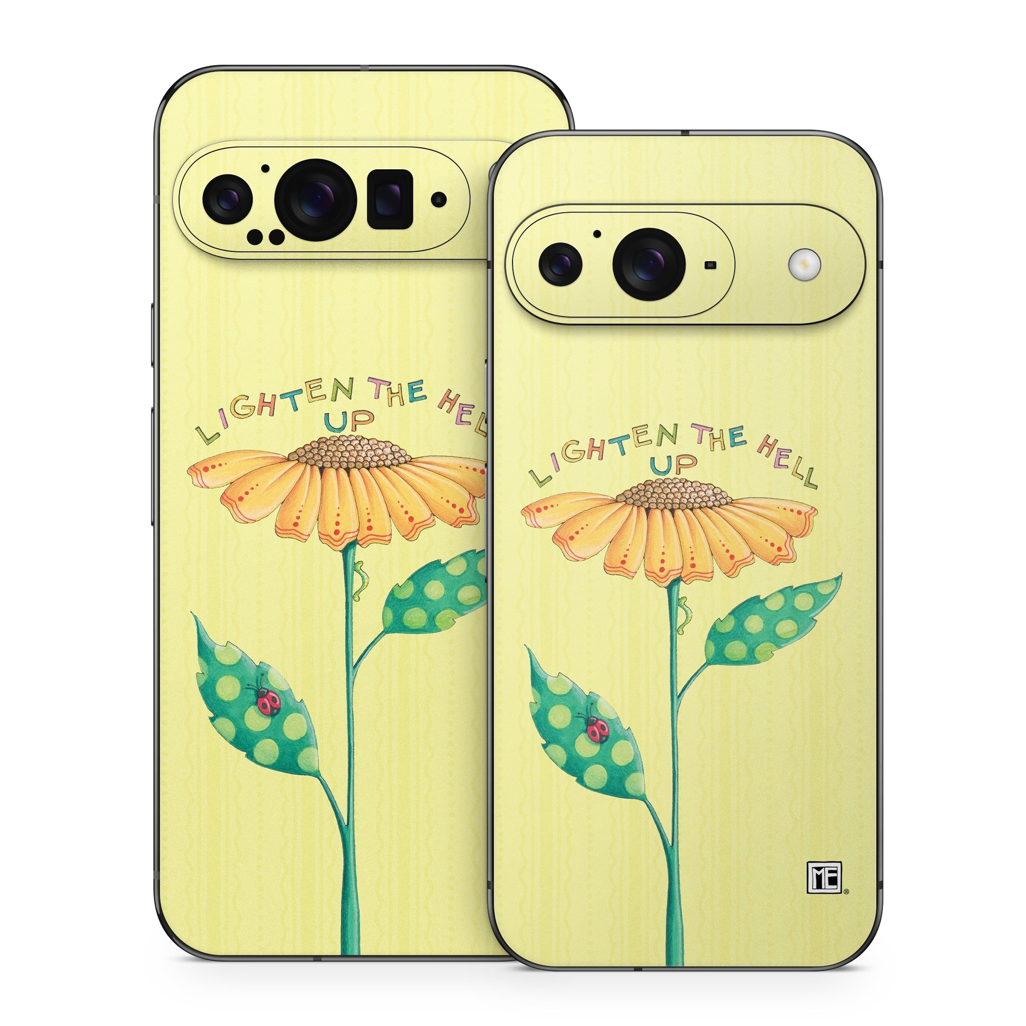 Google Pixel 9 Series Skin design of Flower, Plant, Botany, Flowering plant, Illustration, Wildflower, Daisy family, Coneflower, Pedicel, with yellow, green, red, black, orange, blue colors
