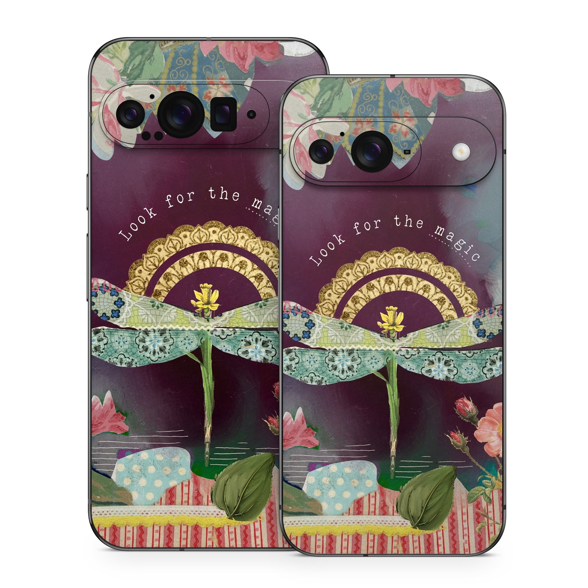 Google Pixel 9 Series Skin design of Leaf, Textile, Plant, Art, Creative arts, Font, Poster, Painting, Pattern, Paint, with white, yellow, green, blue, pink, red colors