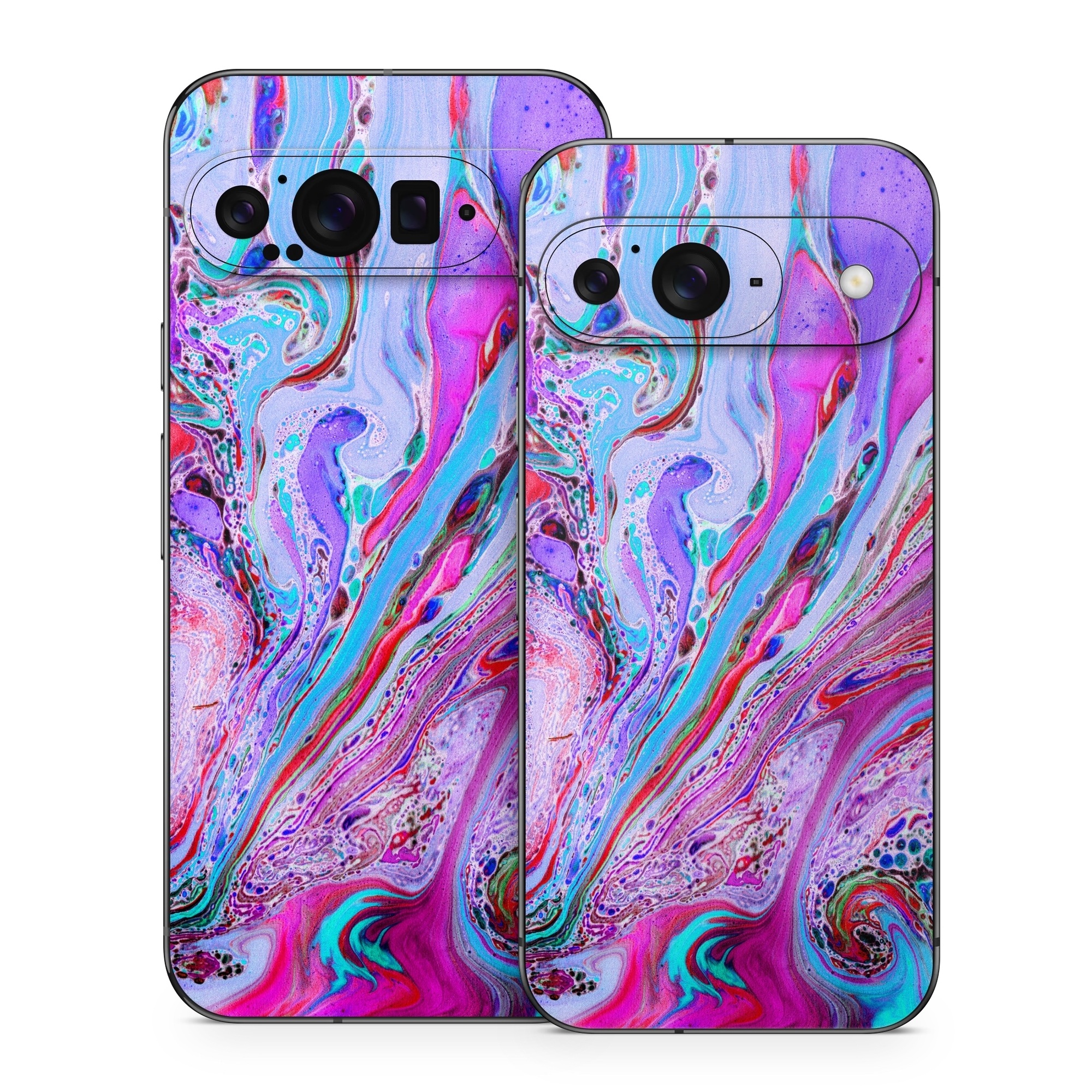 Google Pixel 9 Series Skin design of Pink, Purple, Pattern, Design, Visual arts, Art, Psychedelic art, Magenta, Acrylic paint, Colorfulness, with pink, purple, blue, green colors