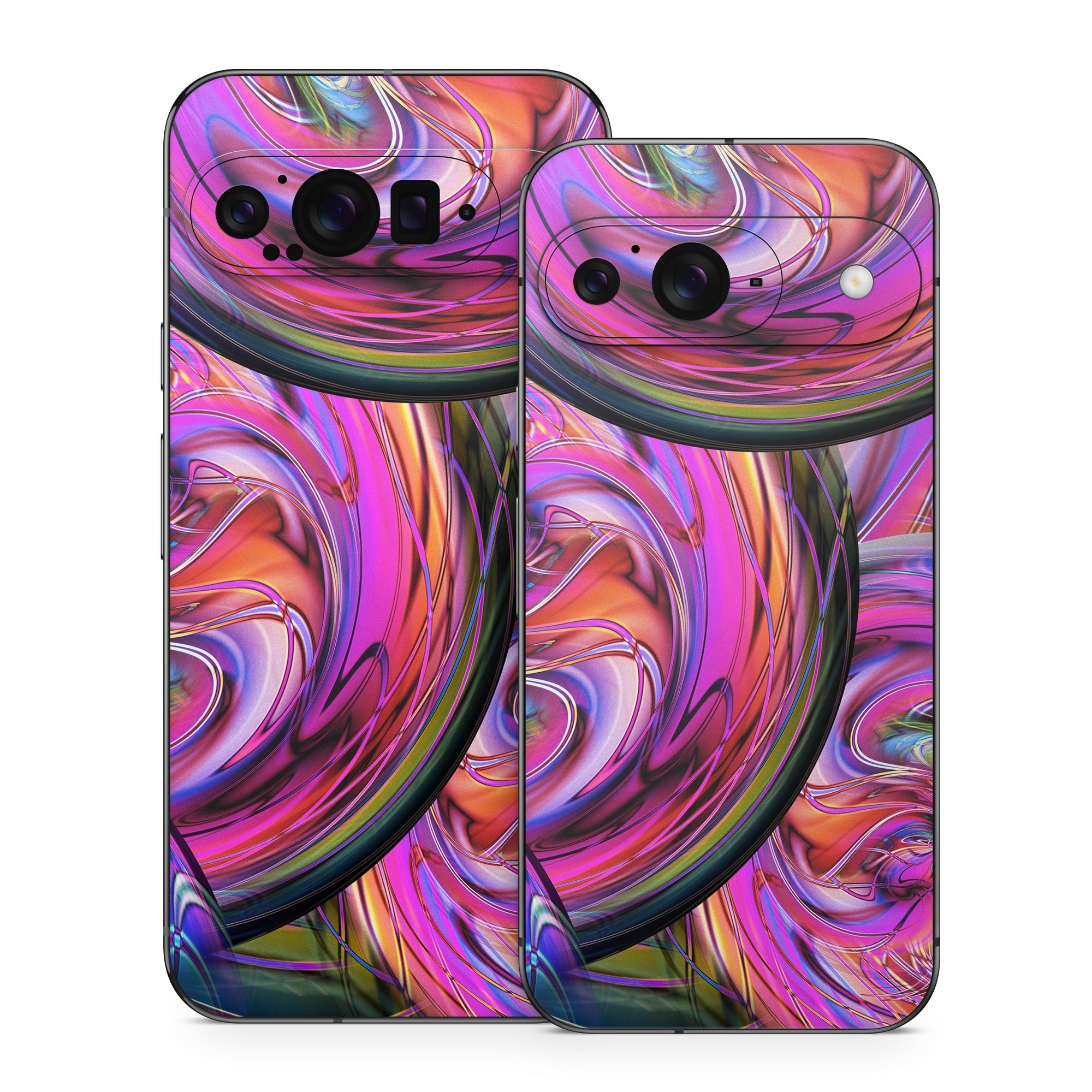 Google Pixel 9 Series Skin design of Pattern, Psychedelic art, Purple, Art, Fractal art, Design, Graphic design, Colorfulness, Textile, Visual arts, with purple, black, red, gray, blue, green colors