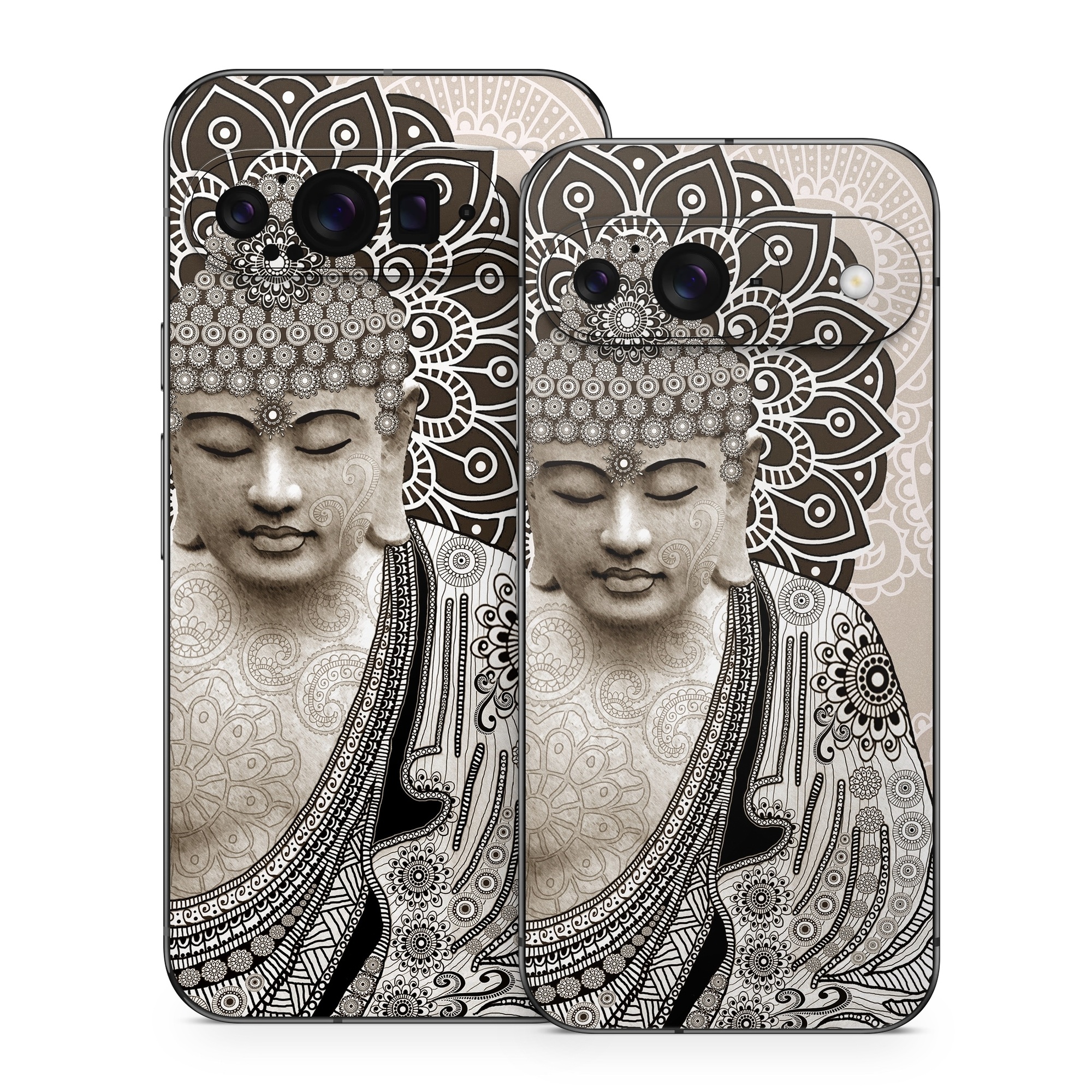 Google Pixel 9 Series Skin design of Head, Illustration, Art, Visual arts, Design, Pattern, Stock photography, Drawing, Black-and-white, Tradition, with gray, black, green, red colors