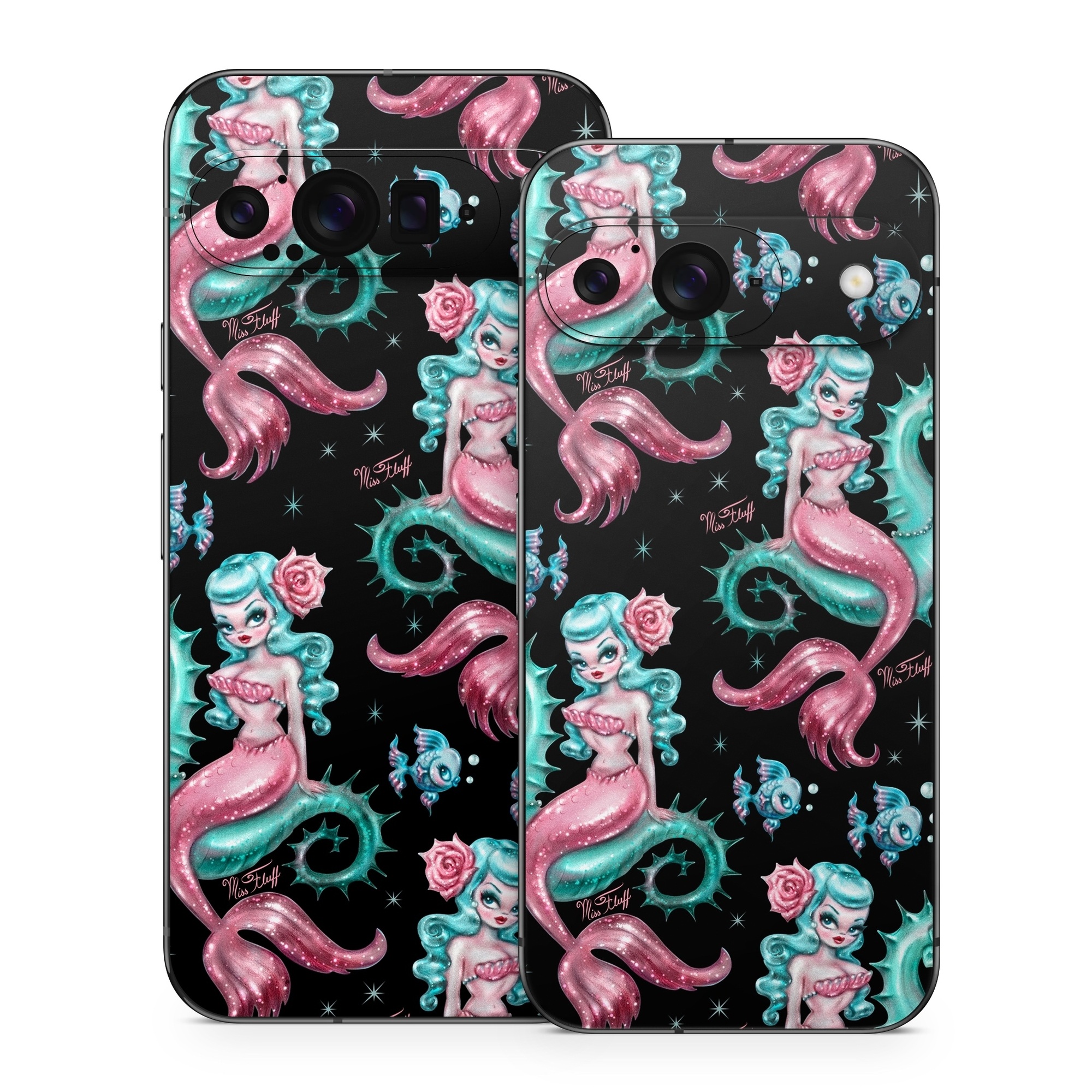 Google Pixel 9 Series Skin design of Pink, Pattern, Illustration, Organism, Design, Art, Textile, Visual arts, Graphic design, Fictional character, with black, green, pink, yellow colors