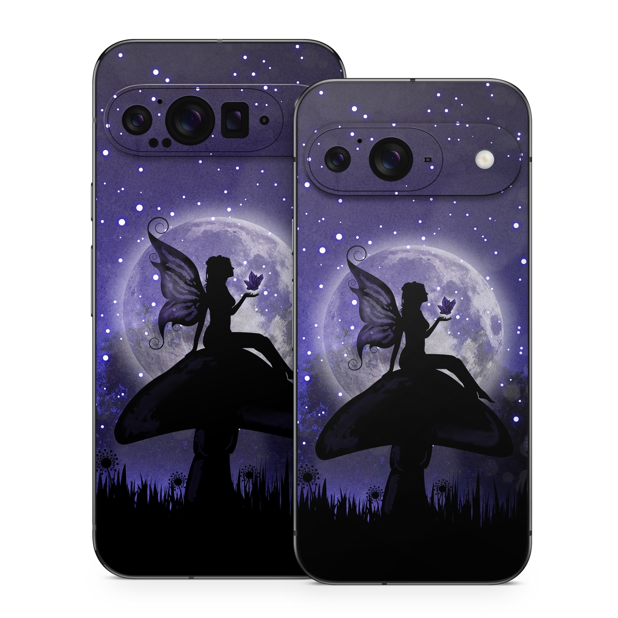 Google Pixel 9 Series Skin design of Purple, Sky, Moonlight, Cg artwork, Fictional character, Darkness, Night, Illustration, Space, Star, with black, blue, gray, purple colors