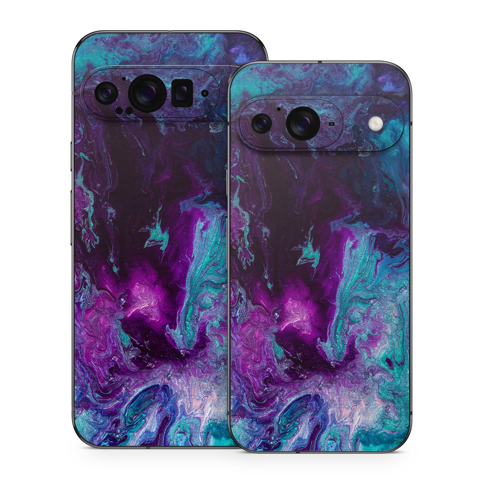 Google Pixel 9 Series Skin design of Blue, Purple, Violet, Water, Turquoise, Aqua, Pink, Magenta, Teal, Electric blue, with blue, purple, black colors