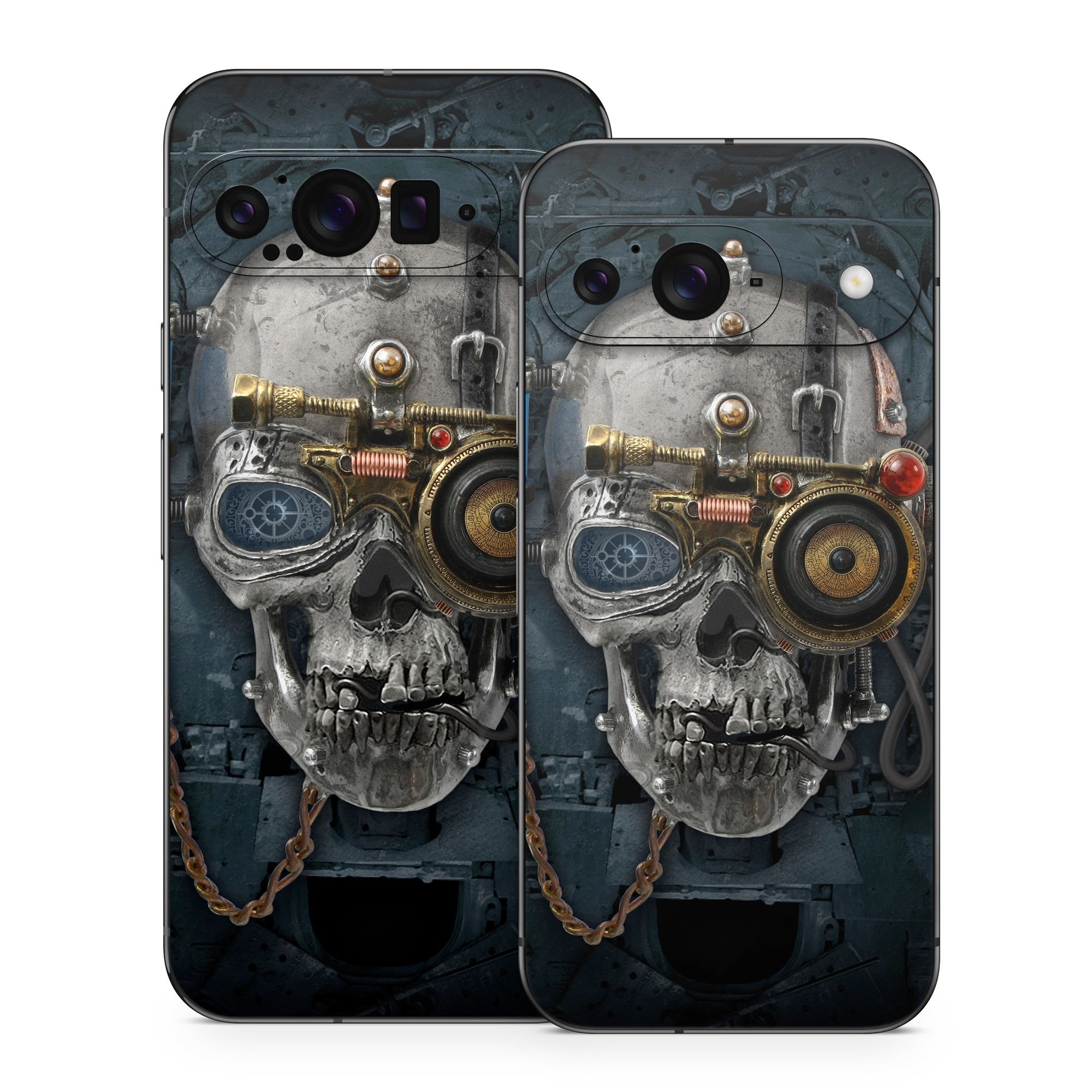Google Pixel 9 Series Skin design of Engine, Auto part, Still life photography, Personal protective equipment, Illustration, Automotive engine part, Art, with black, gray, red, green colors
