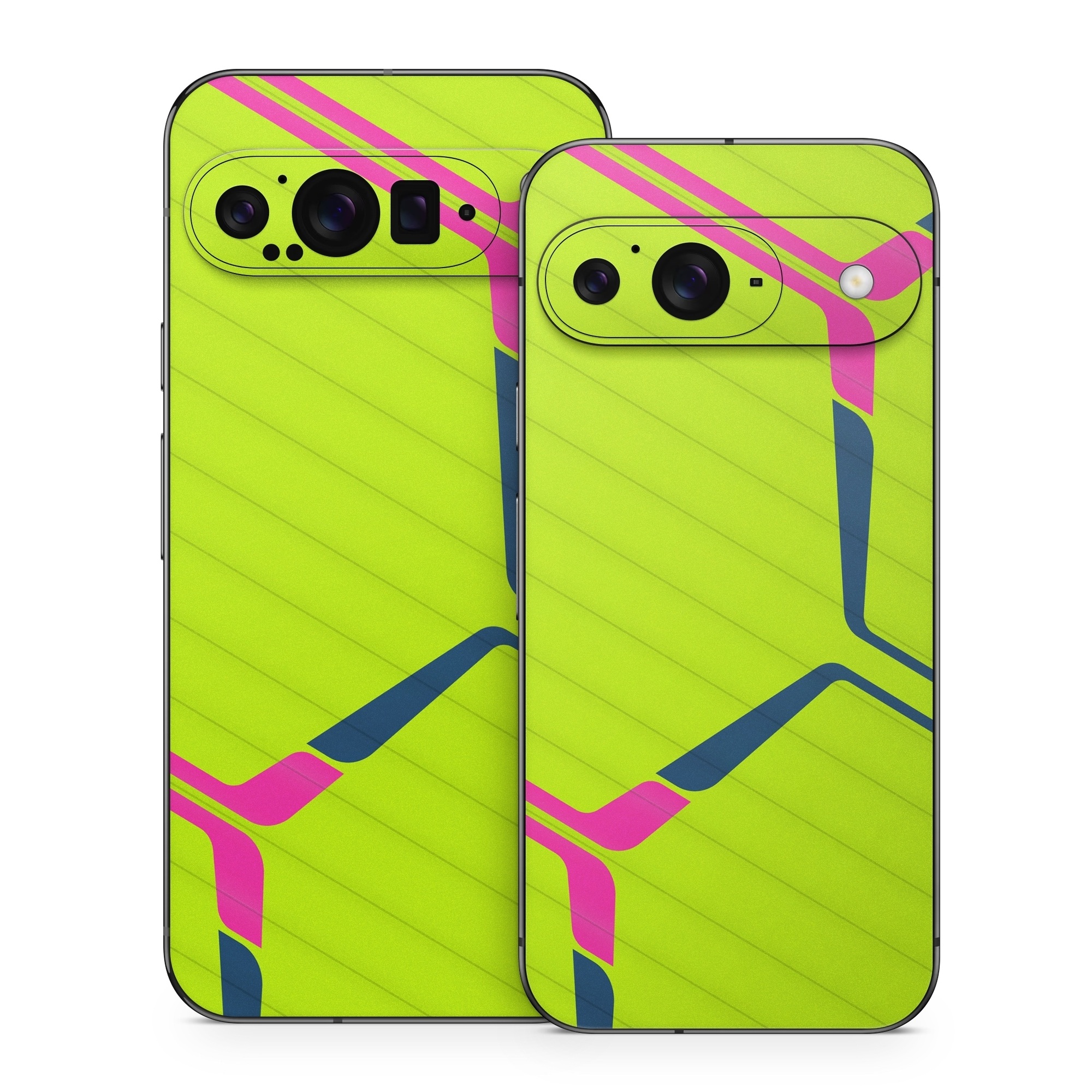 Google Pixel 9 Series Skin design of Colorfulness, Triangle, Font, Parallel, Symmetry, Tints and shades, Pattern, Electric blue, Slope, Magenta, with green, pink, blue colors