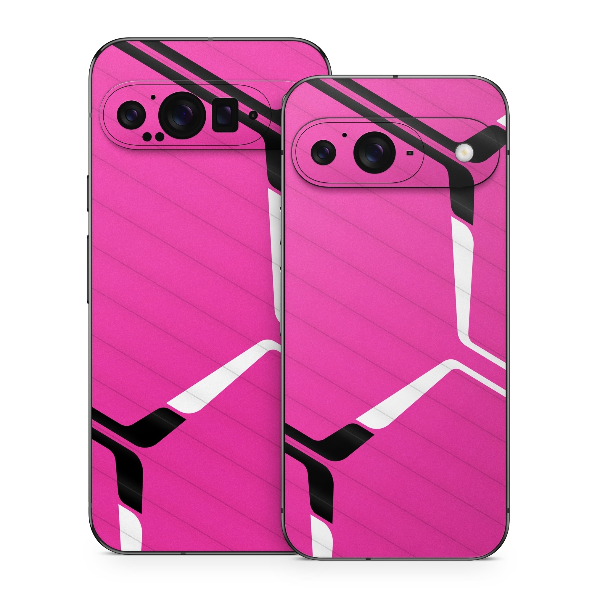 Google Pixel 9 Series Skin design of Textile, Sleeve, Jersey, Purple, Pink, Violet, Font, Magenta, Material property, Electric blue, with pink, black, white colors