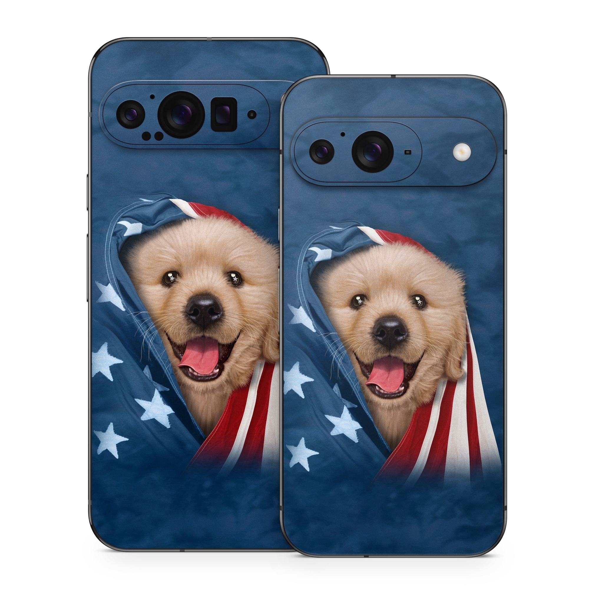 Google Pixel 9 Series Skin design of Dog, Canidae, Mammal, Dog breed, Carnivore, Puppy, Snout, Companion dog, Sporting Group, Pomeranian, with yellow, black, brown, white, blue, red colors