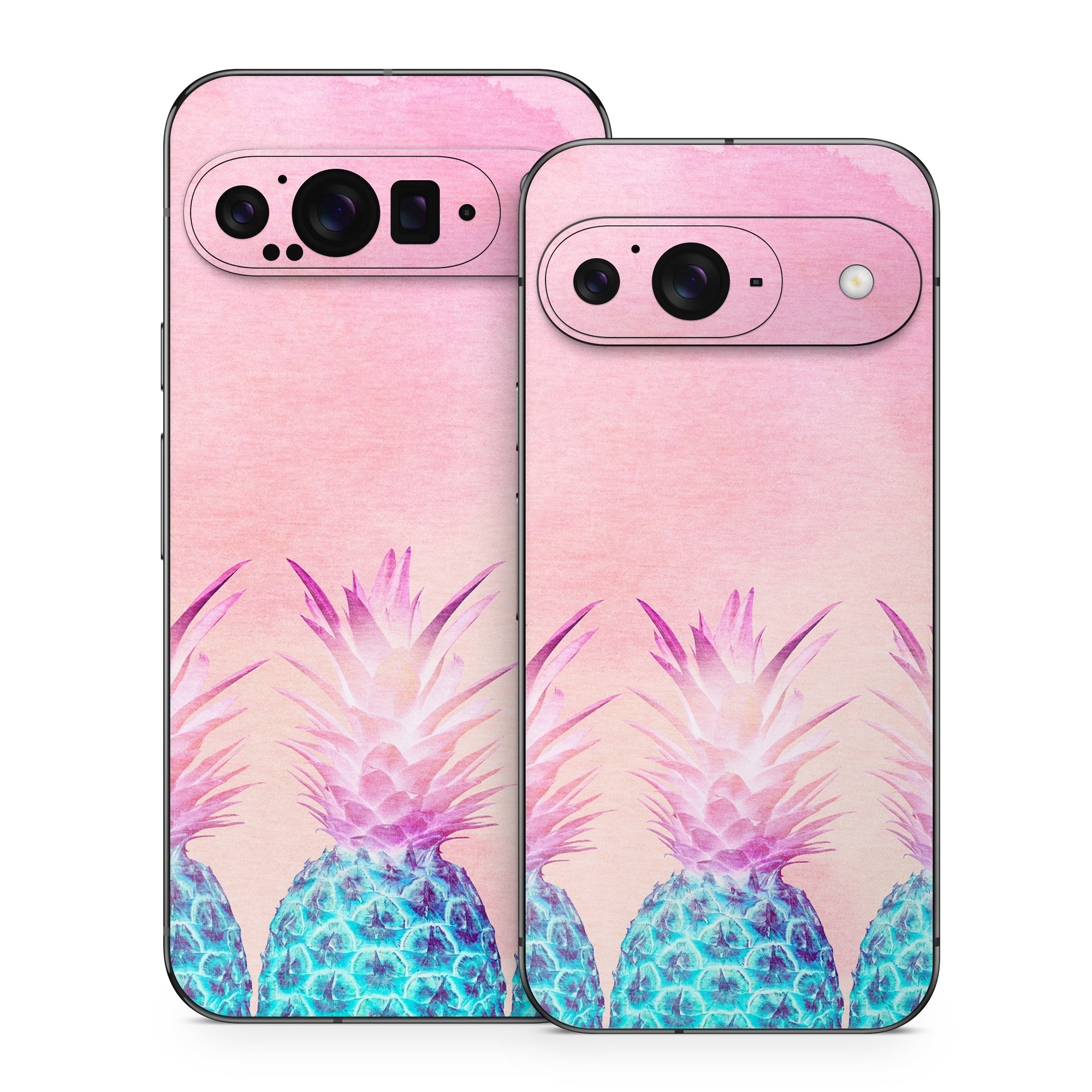 Google Pixel 9 Series Skin design of Pineapple, Ananas, Pink, Fruit, Plant, Bromeliaceae, Pattern, Poales, with pink, blue, orange colors