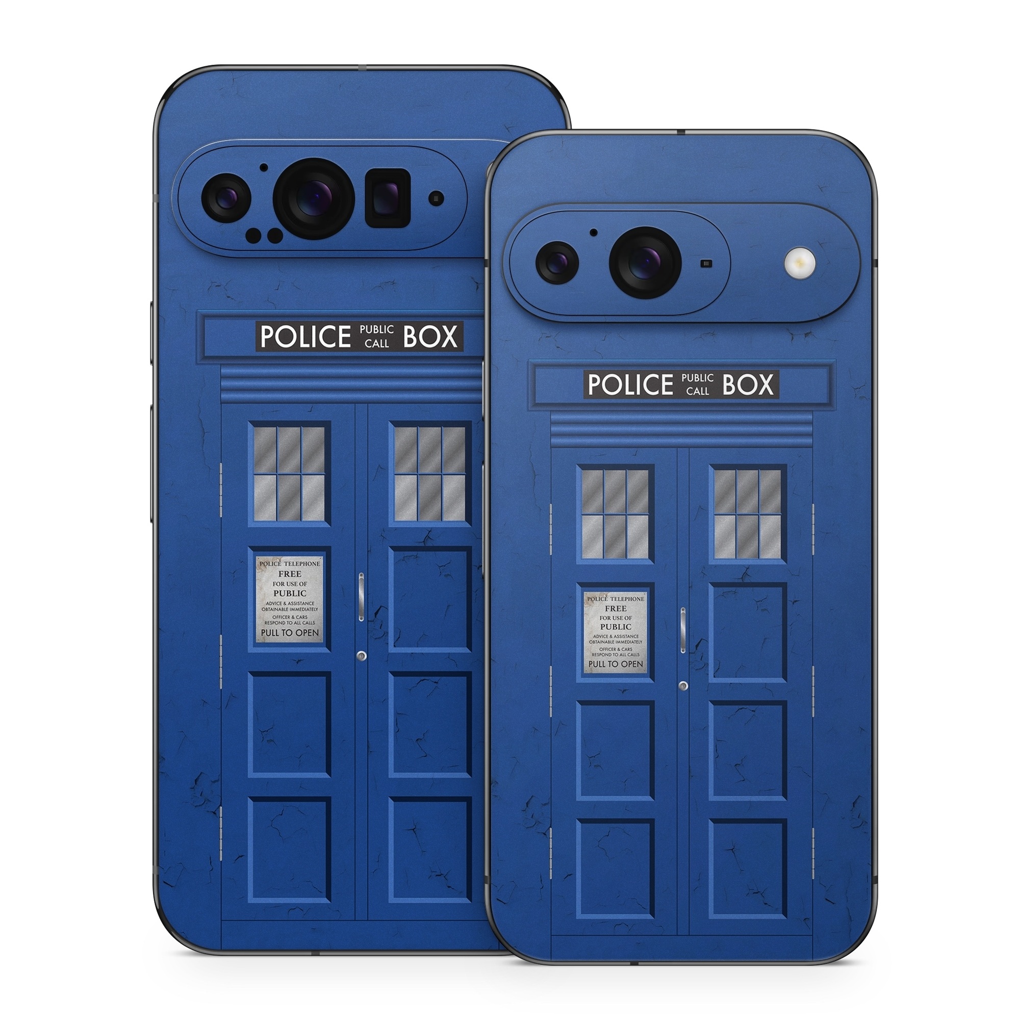 Google Pixel 9 Series Skin design of Telephone Booth, Blue, Cobalt Blue, Door, Facade, Architecture, Electric Blue, Font, Real Estate, Window, Building, with blue, black, gray, white colors