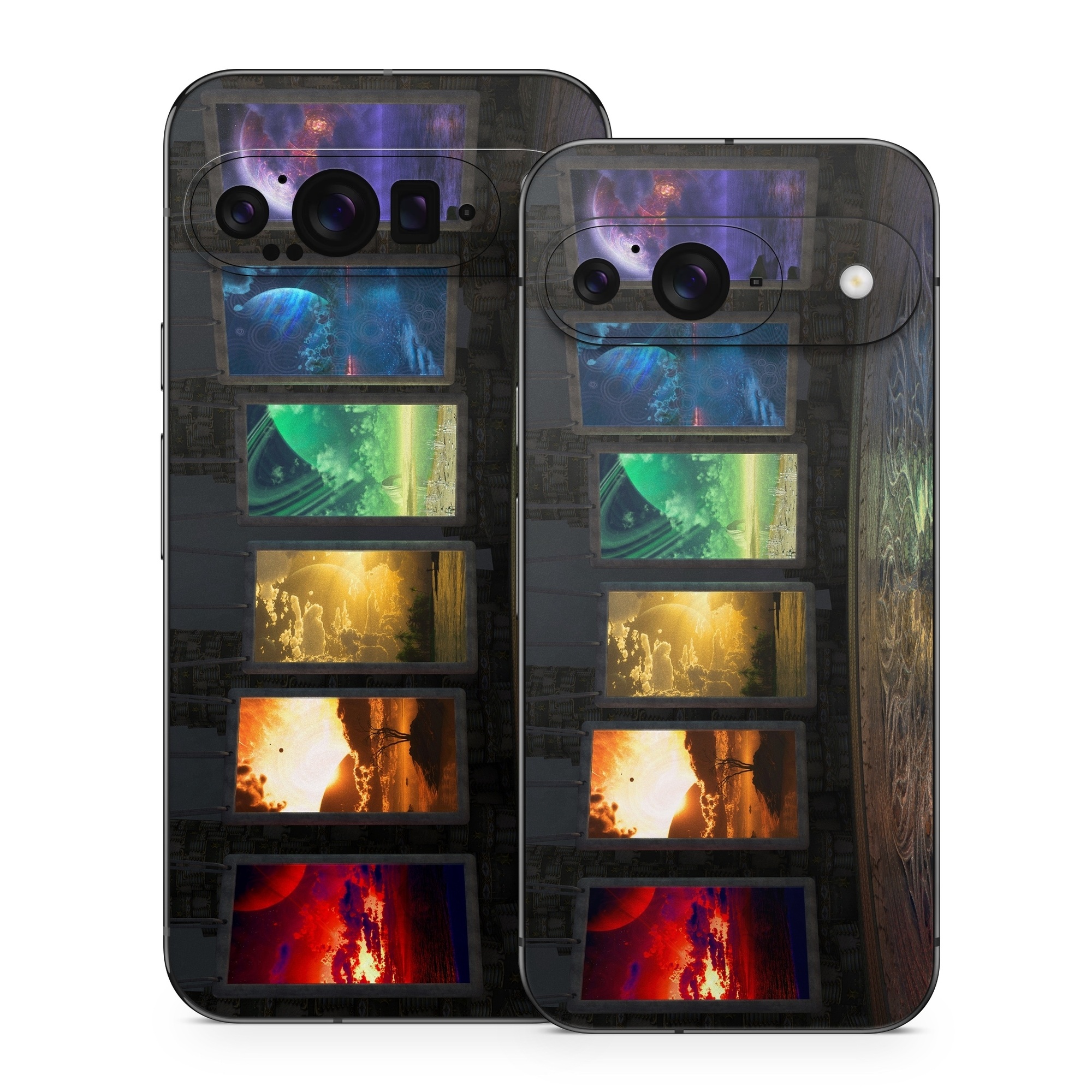 Google Pixel 9 Series Skin design of Light, Lighting, Water, Sky, Technology, Night, Art, Geological phenomenon, Electronic device, Glass, with black, red, green, blue colors