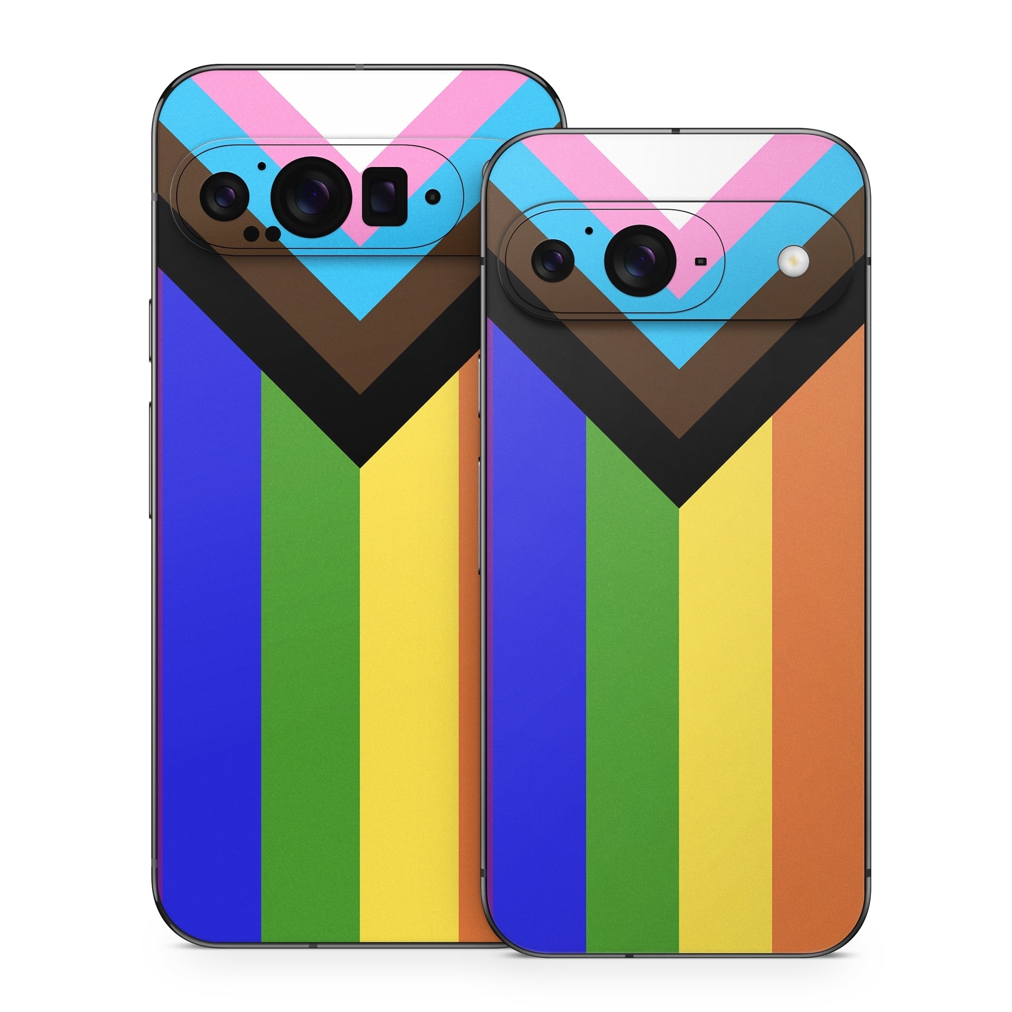 Google Pixel 9 Series Skin design of Blue, Orange, Red, Green, Yellow, Violet, Text, Line, Graphic design, Colorfulness, with black, white, brown, pink, blue, purple, green, yellow, orange colors