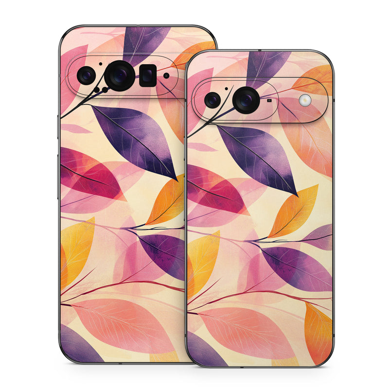 Google Pixel 9 Series Skin design of Pink, Orange, Brown, Purple, Creative arts, Paint, with yellow, orange, purple, pink colors