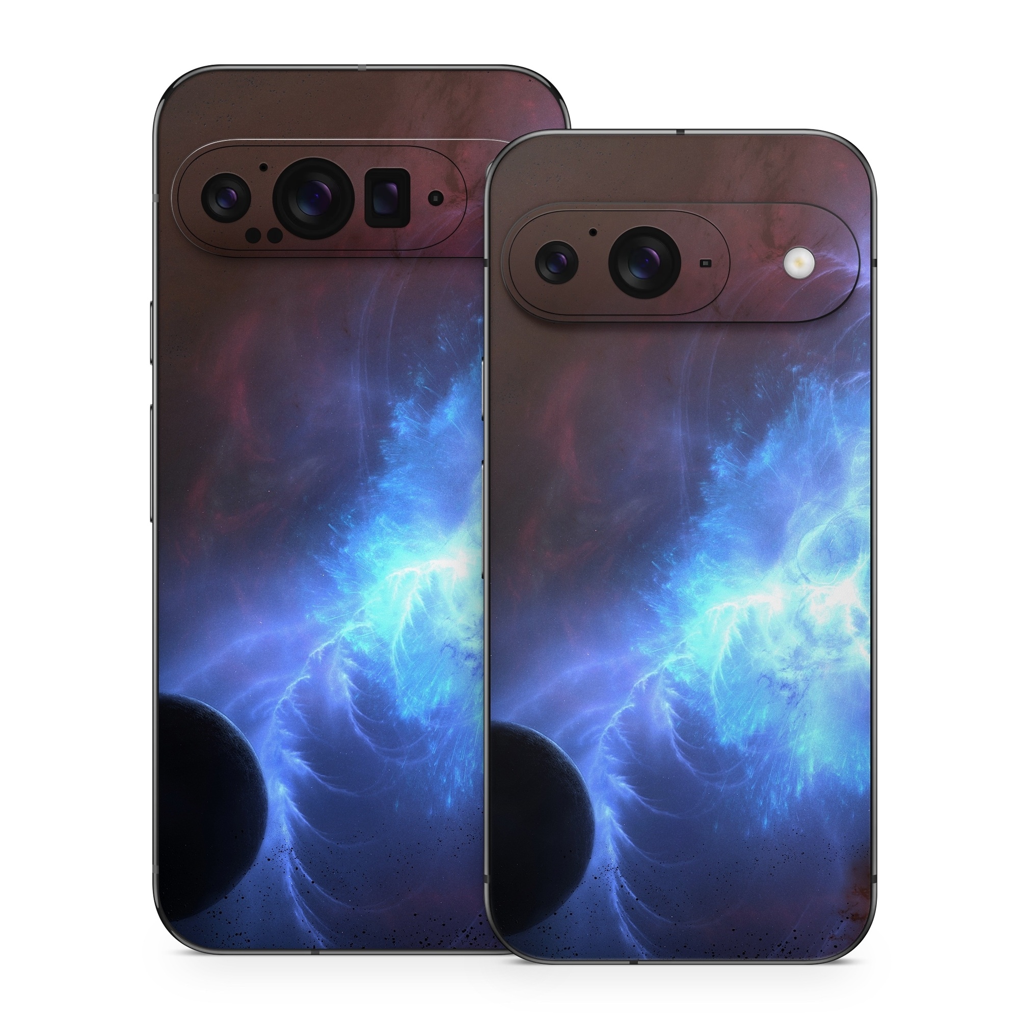 Google Pixel 9 Series Skin design of Sky, Atmosphere, Outer space, Space, Astronomical object, Fractal art, Universe, Electric blue, Art, Organism, with black, blue, purple colors