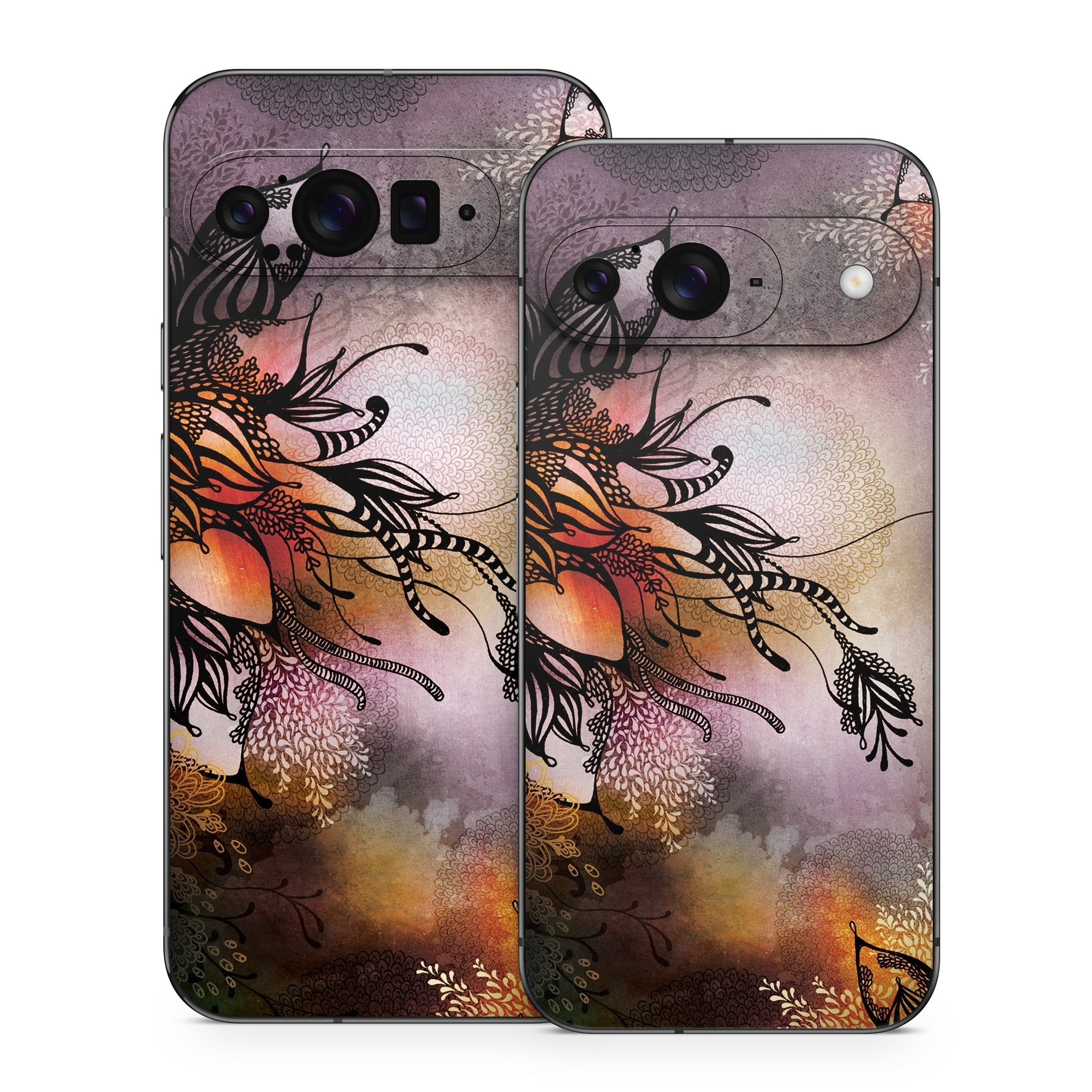 Google Pixel 9 Series Skin design of Illustration, Graphic design, Cg artwork, Art, Fictional character, Graphics, Visual arts, Darkness, with black, gray, red, green, purple colors