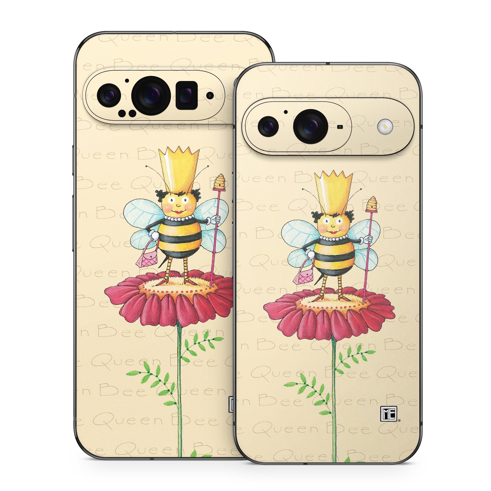 Google Pixel 9 Series Skin design of Cartoon, Cut flowers, Flower, Clip art, Plant, Fictional character, Illustration, Wildflower, Plant stem, Drawing, with pink, gray, red, orange, green colors