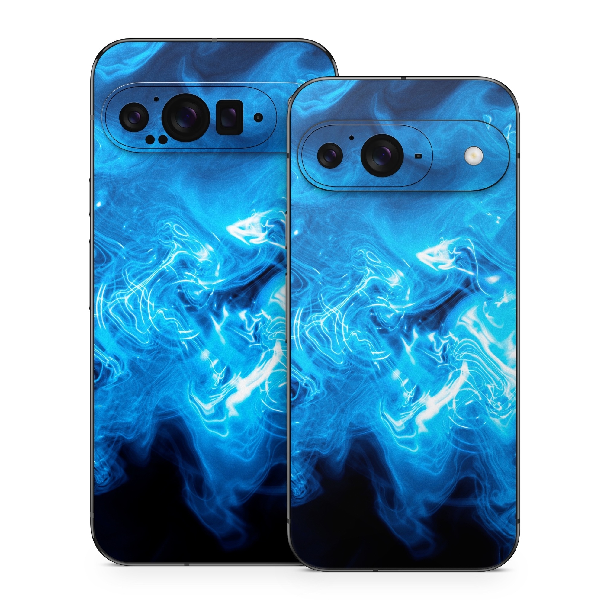 Google Pixel 9 Series Skin design of Blue, Water, Electric blue, Organism, Pattern, Smoke, Liquid, Art, with blue, black, purple colors