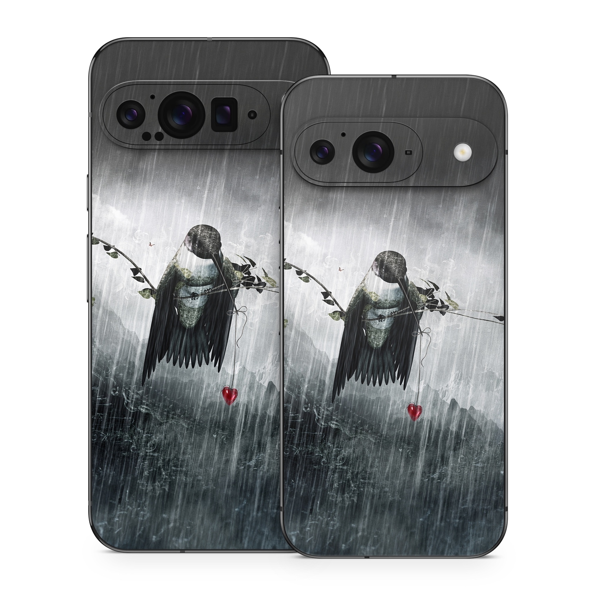 Google Pixel 9 Series Skin design of Water, Cg artwork, Graphic design, Fictional character, Darkness, Illustration, with black, gray, white, red colors