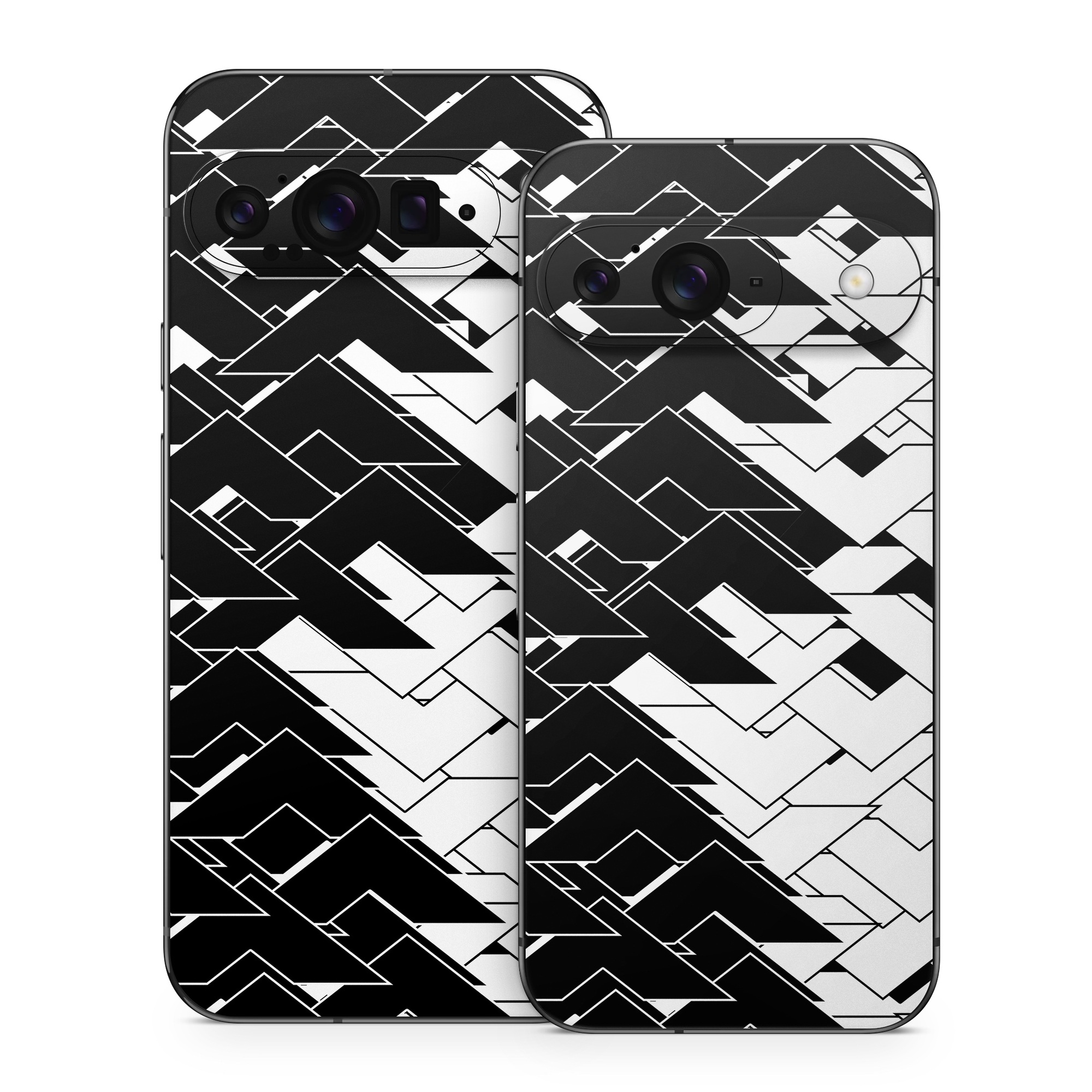 Google Pixel 9 Series Skin design of Pattern, Black, Black-and-white, Monochrome, Monochrome photography, Line, Design, Parallel, Font, with black, white colors
