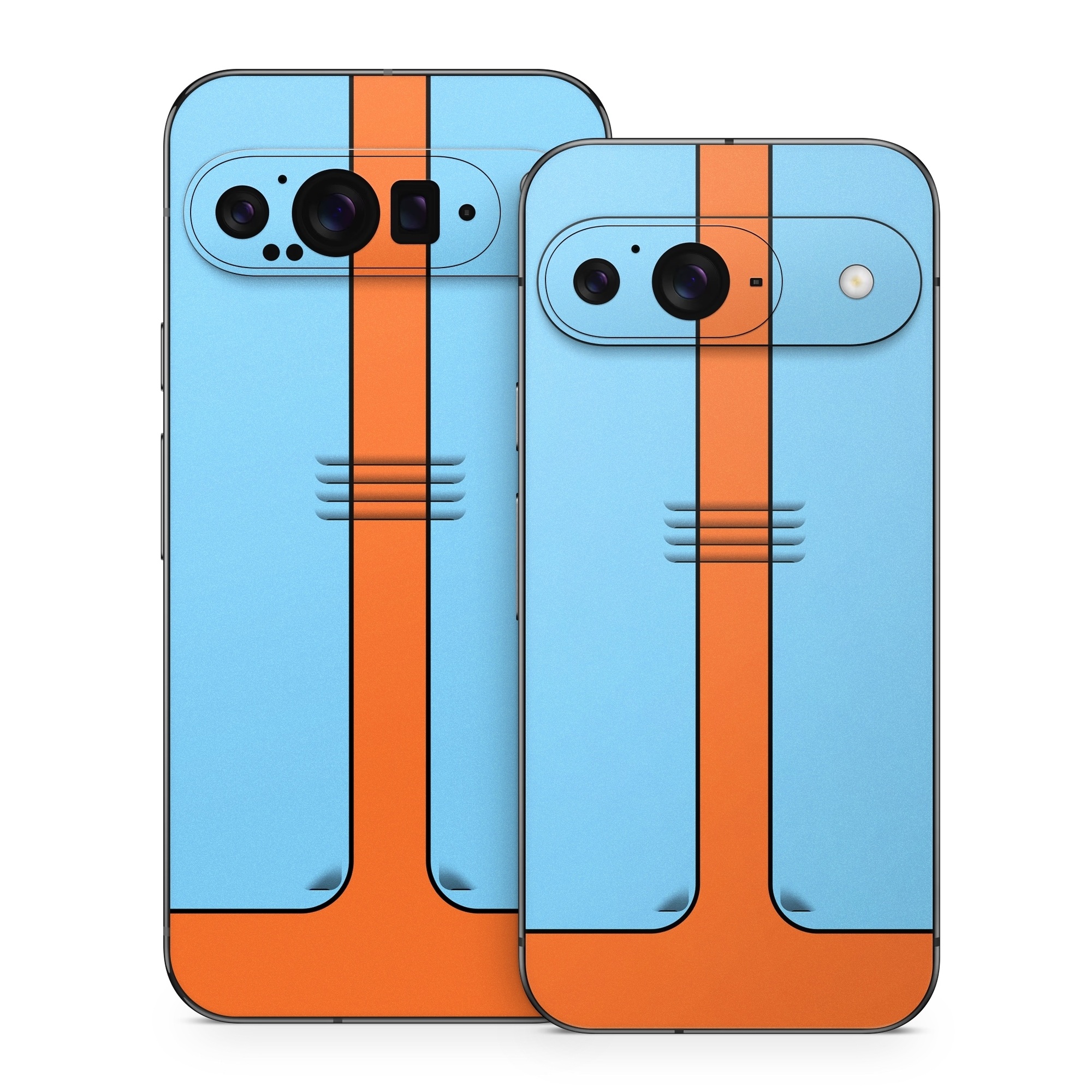 Google Pixel 9 Series Skin design of Line, with blue, orange, black colors