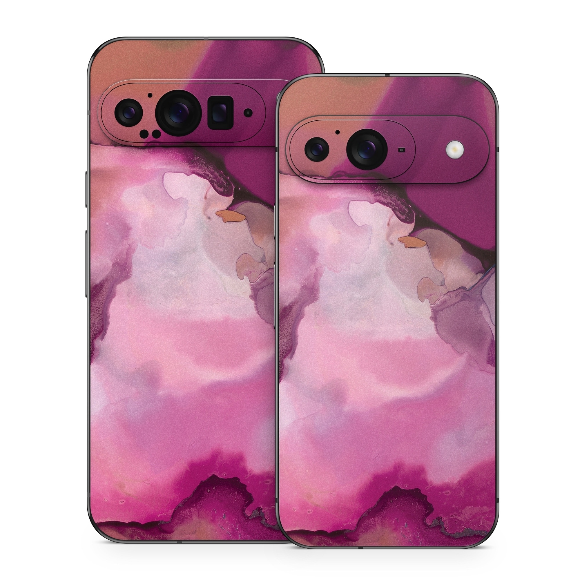 Google Pixel 9 Series Skin design of Purple, Pink, Watercolor paint, Magenta, Illustration, Art, with white, red, pink, white colors