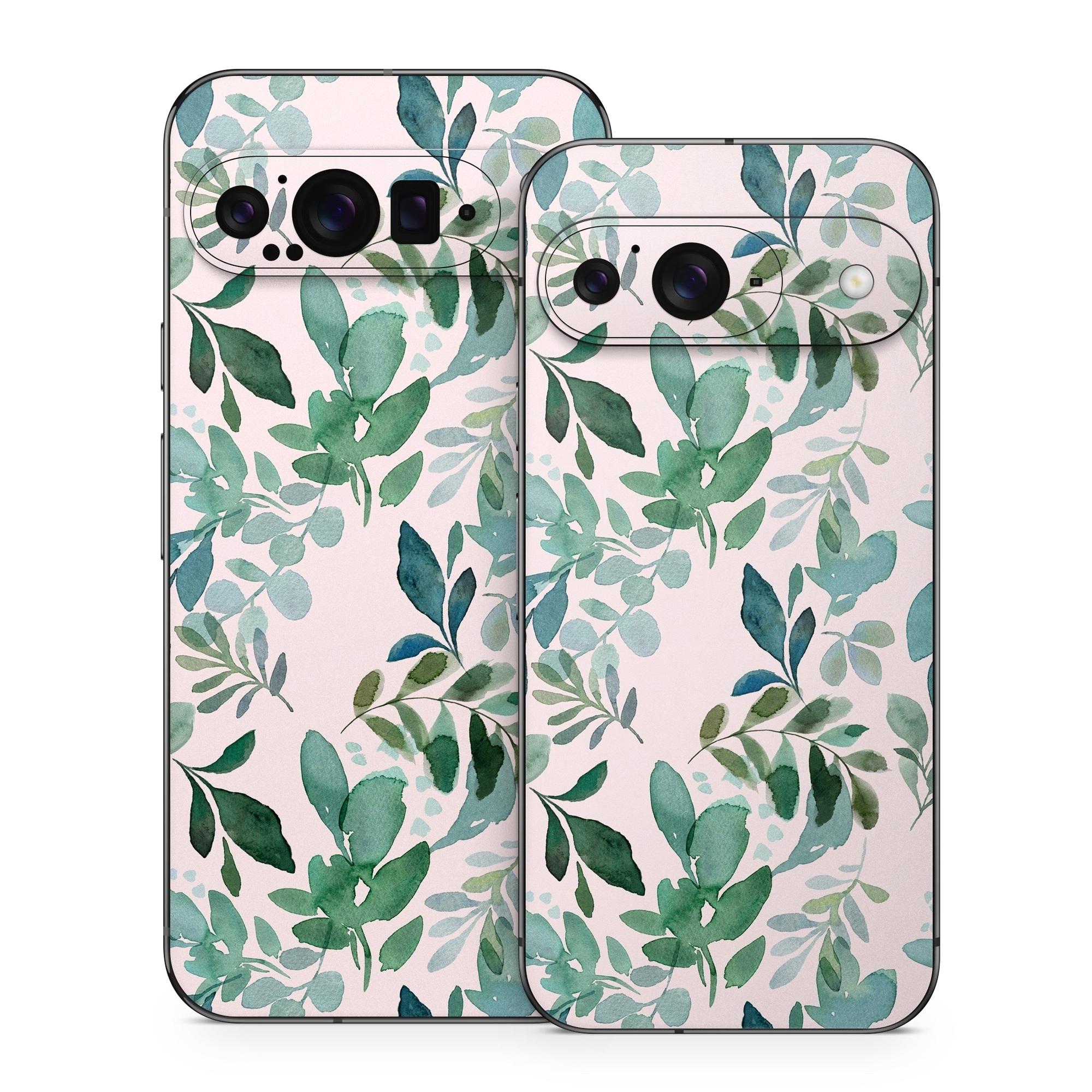 Google Pixel 9 Series Skin design of Pattern, Green, Leaf, Design, Plant, Tree, Military camouflage, with white, green, blue colors