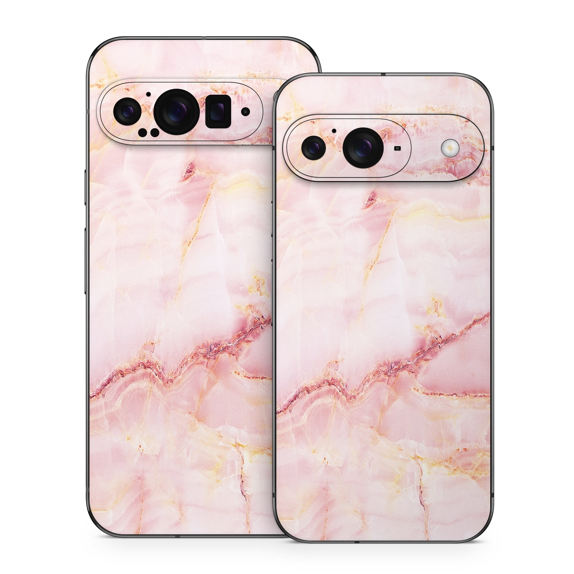 Google Pixel 9 Series Skin design of Pink, Peach, with white, pink, red, yellow, orange colors