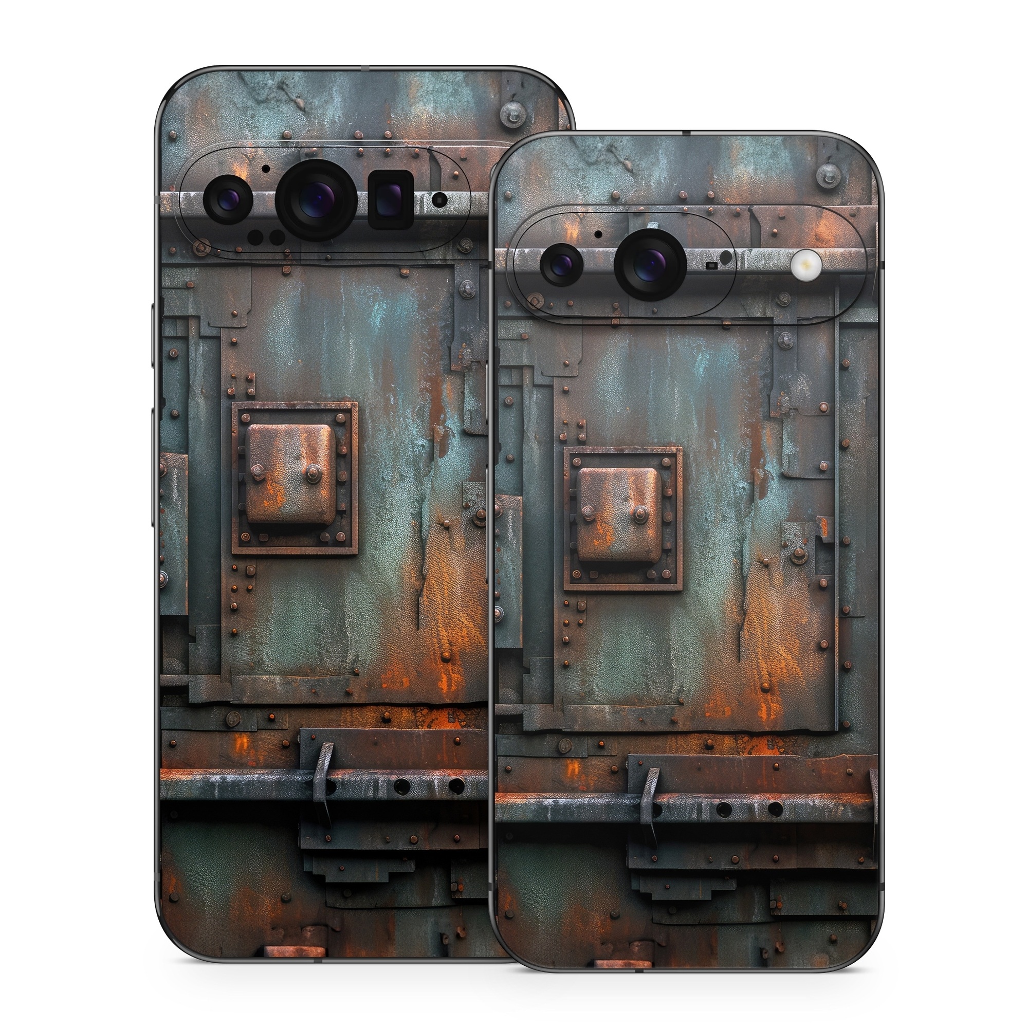 Google Pixel 9 Series Skin design of Wood, Train, Wheel, Motor vehicle, Mode of transport, Rolling, Automotive lighting, Rolling stock, freight car, Gas, with black, brown, gray, white, orange colors