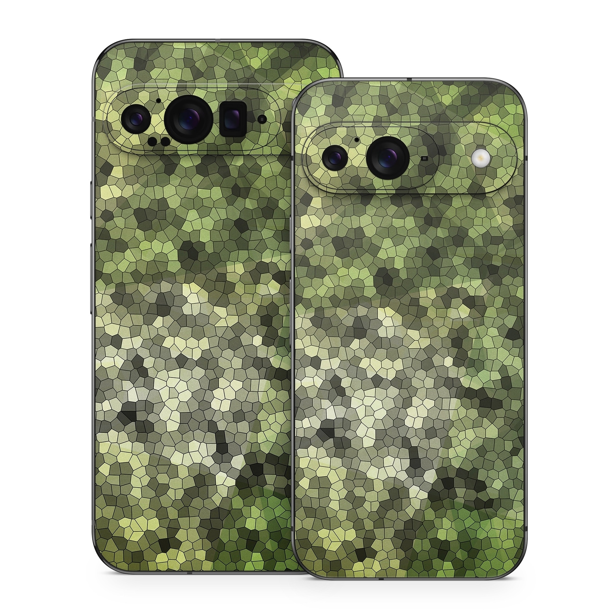 Google Pixel 9 Series Skin design of Green, Grass, Leaf, Plant, Pattern, Groundcover, with black, white, green, gray colors