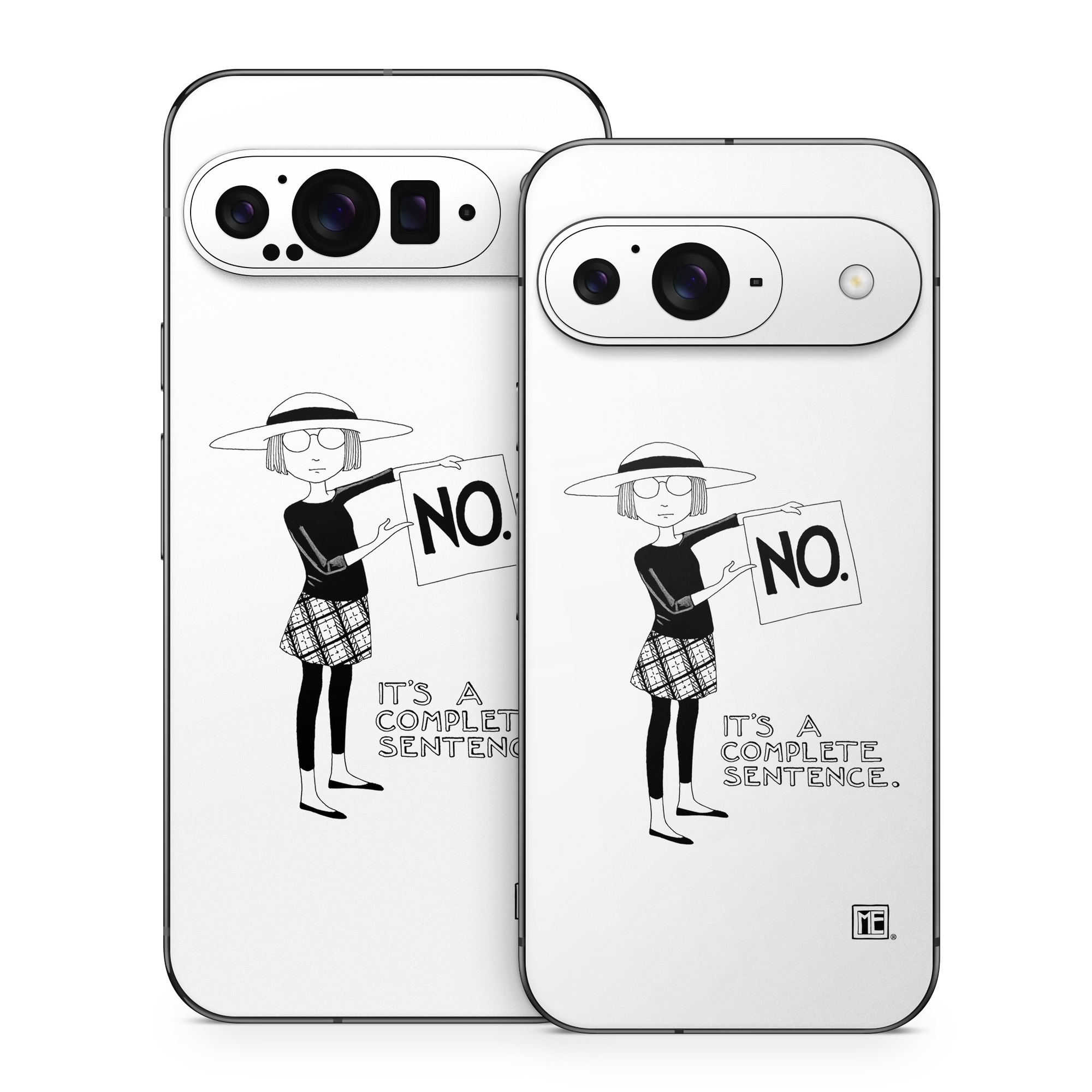Google Pixel 9 Series Skin design of Cartoon, Illustration, Design, Font, Black-and-white, Pattern, Style, with white, black colors