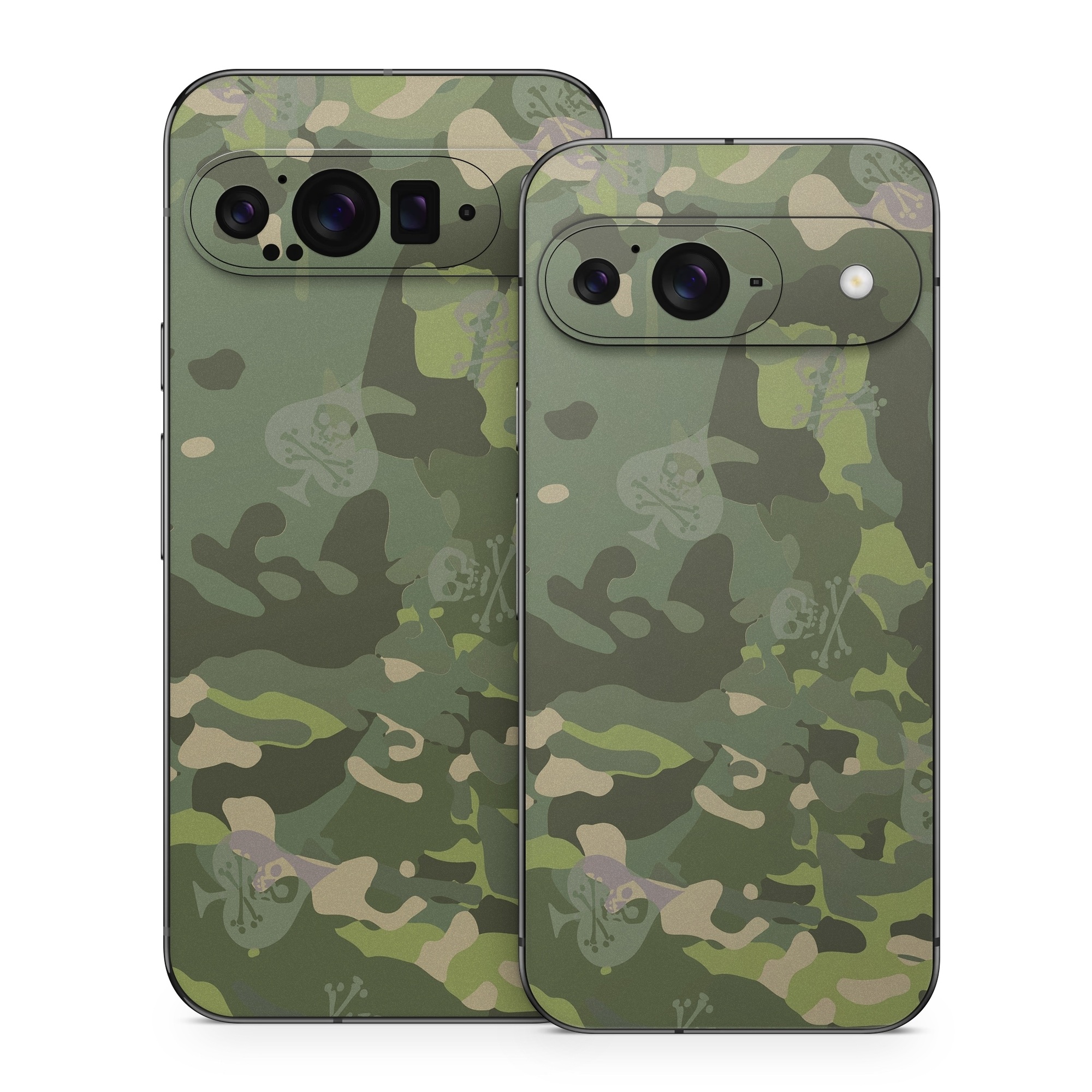 Google Pixel 9 Series Skin design of Military camouflage, Pattern, Camouflage, Uniform, Clothing, Green, Design, Leaf, Plant, Illustration, with green, brown colors