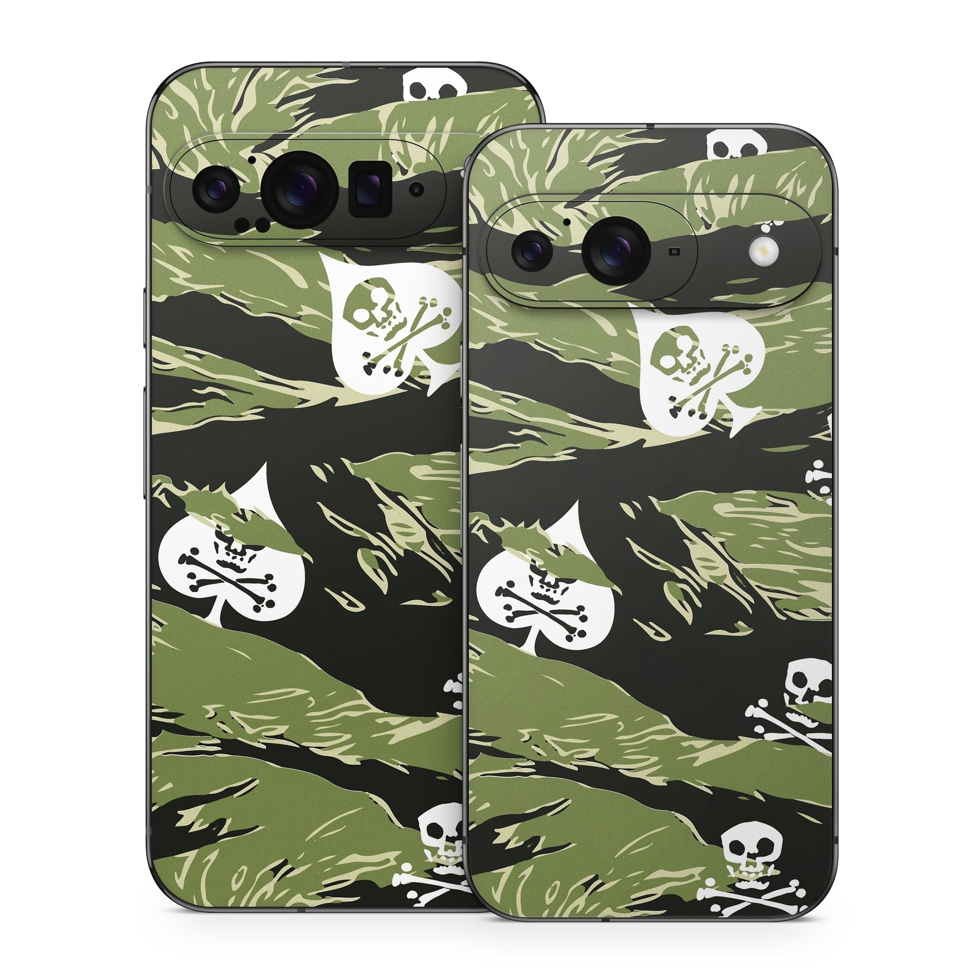 Google Pixel 9 Series Skin design of Military camouflage, Pattern, Leaf, Illustration, Design, Tree, Camouflage, Plant, Art, Branch, with black, white, green colors
