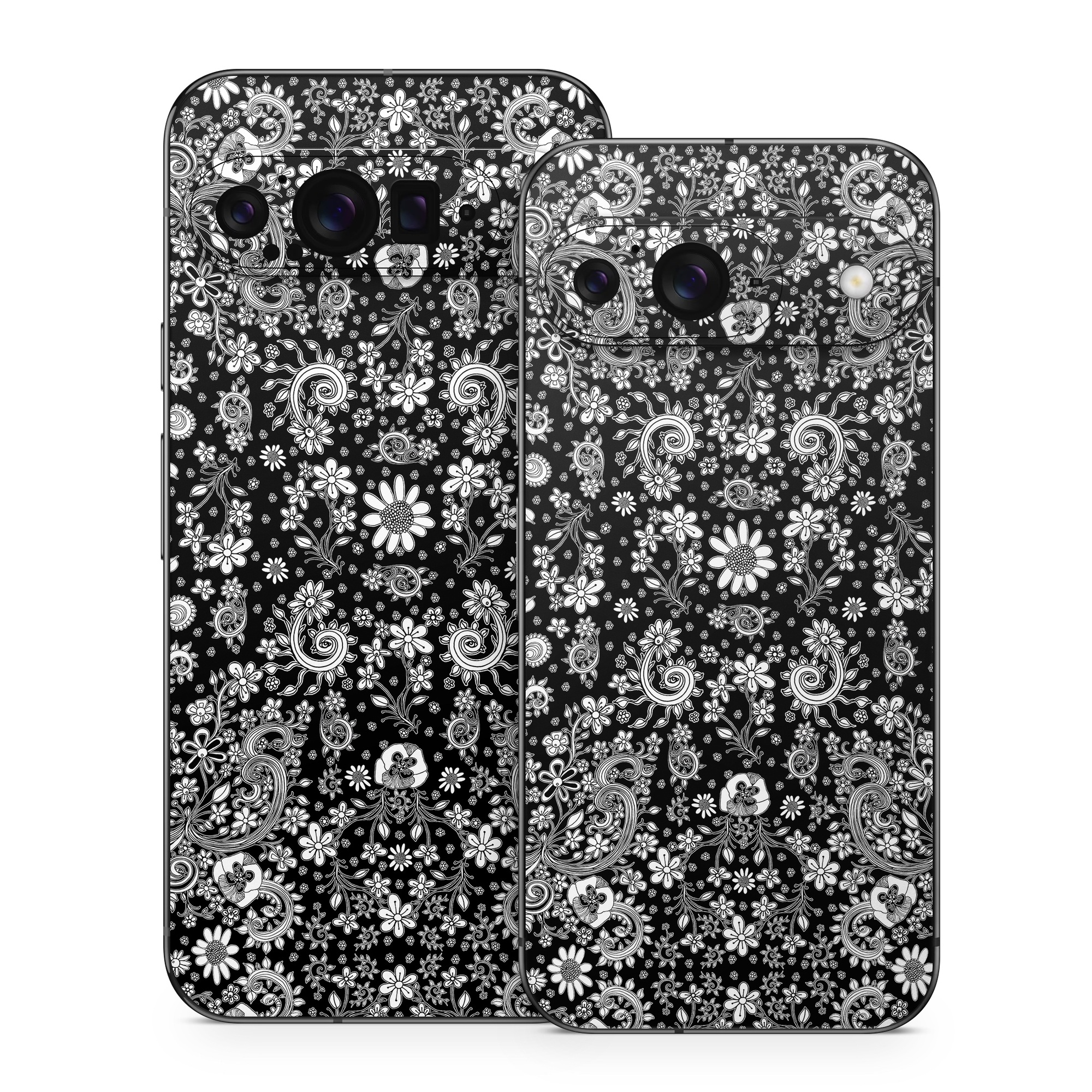 Google Pixel 9 Series Skin design of Pattern, Monochrome, Design, Black-and-white, Visual arts, Textile, Motif, Monochrome photography, Symmetry, with black, white colors