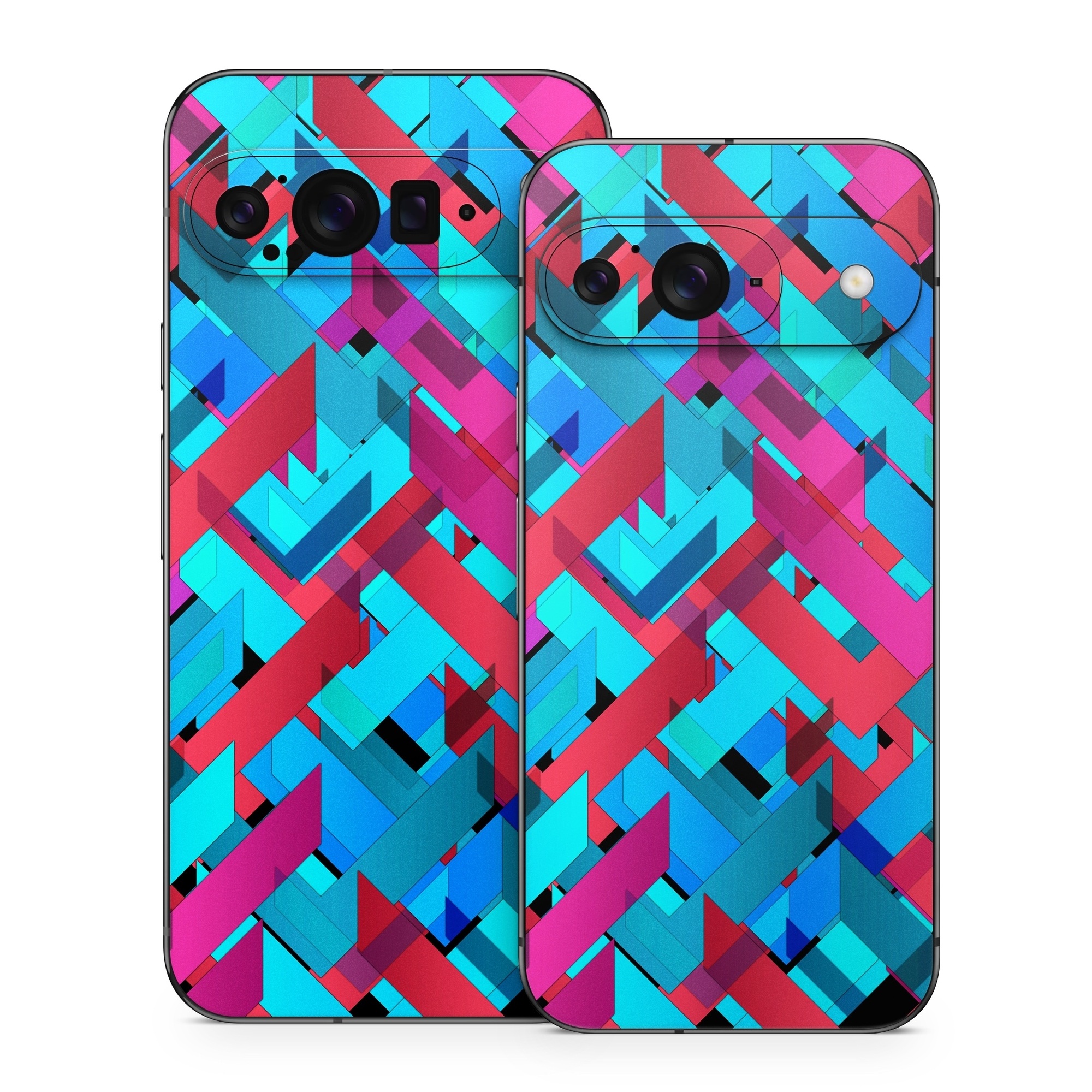 Google Pixel 9 Series Skin design of Pattern, Turquoise, Line, Teal, Magenta, Design, Textile, Symmetry, Colorfulness, with blue, red, purple, black colors