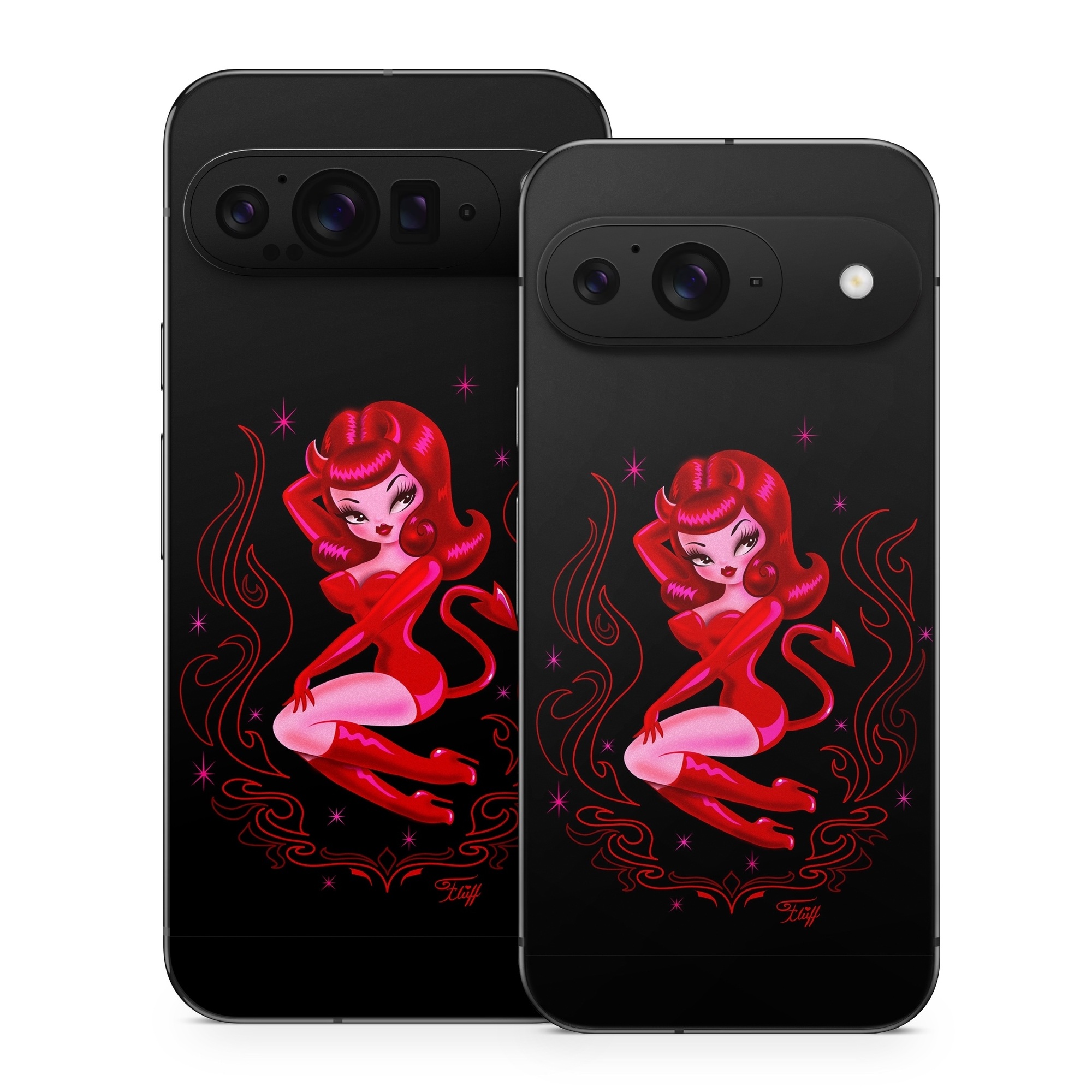 Google Pixel 9 Series Skin design of Pink, Illustration, Fictional character, Graphic design, Neon, Magenta, Graphics, Art, with black, red, pink colors