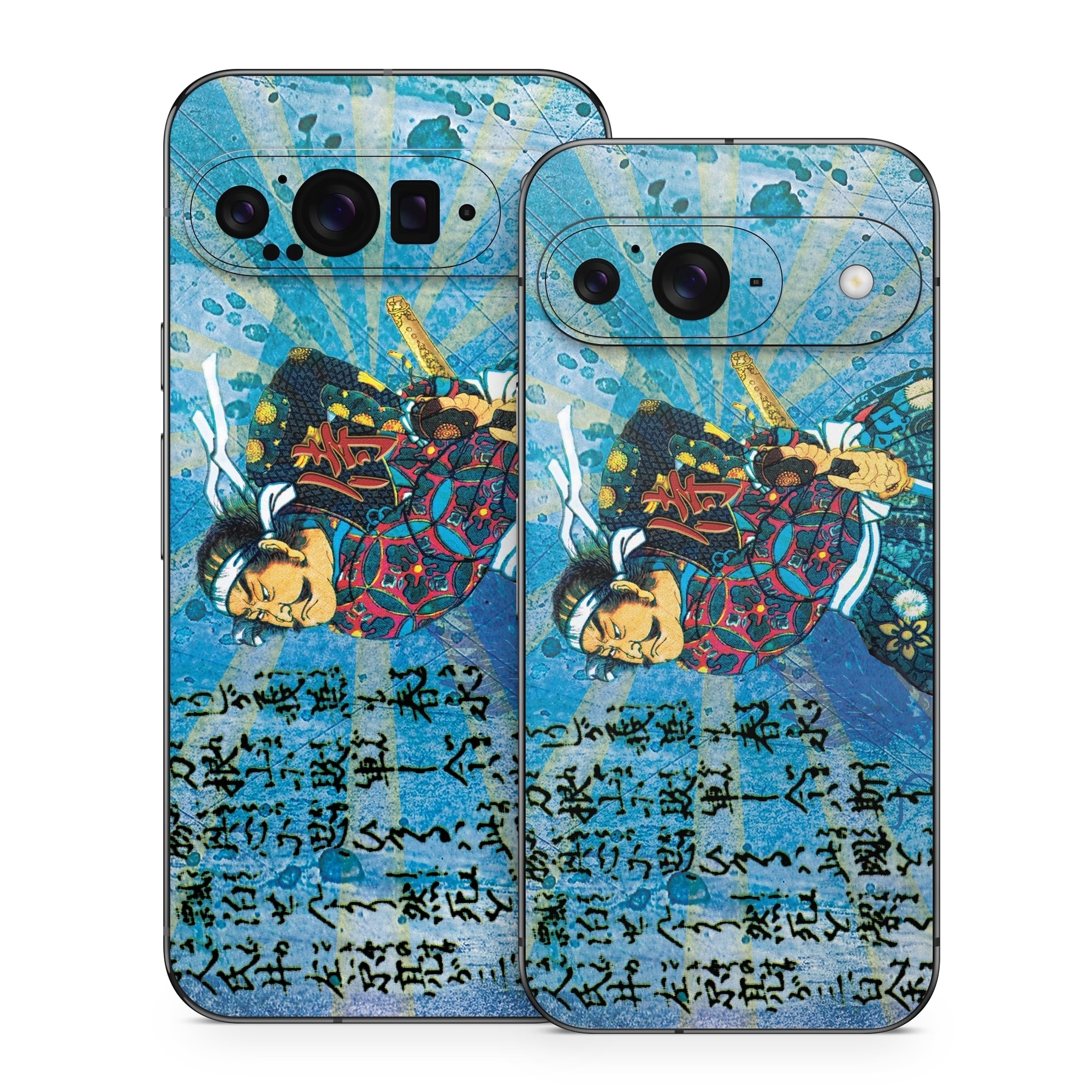 Google Pixel 9 Series Skin design of Art, Illustration, Painting, with blue, black, gray, green, red colors