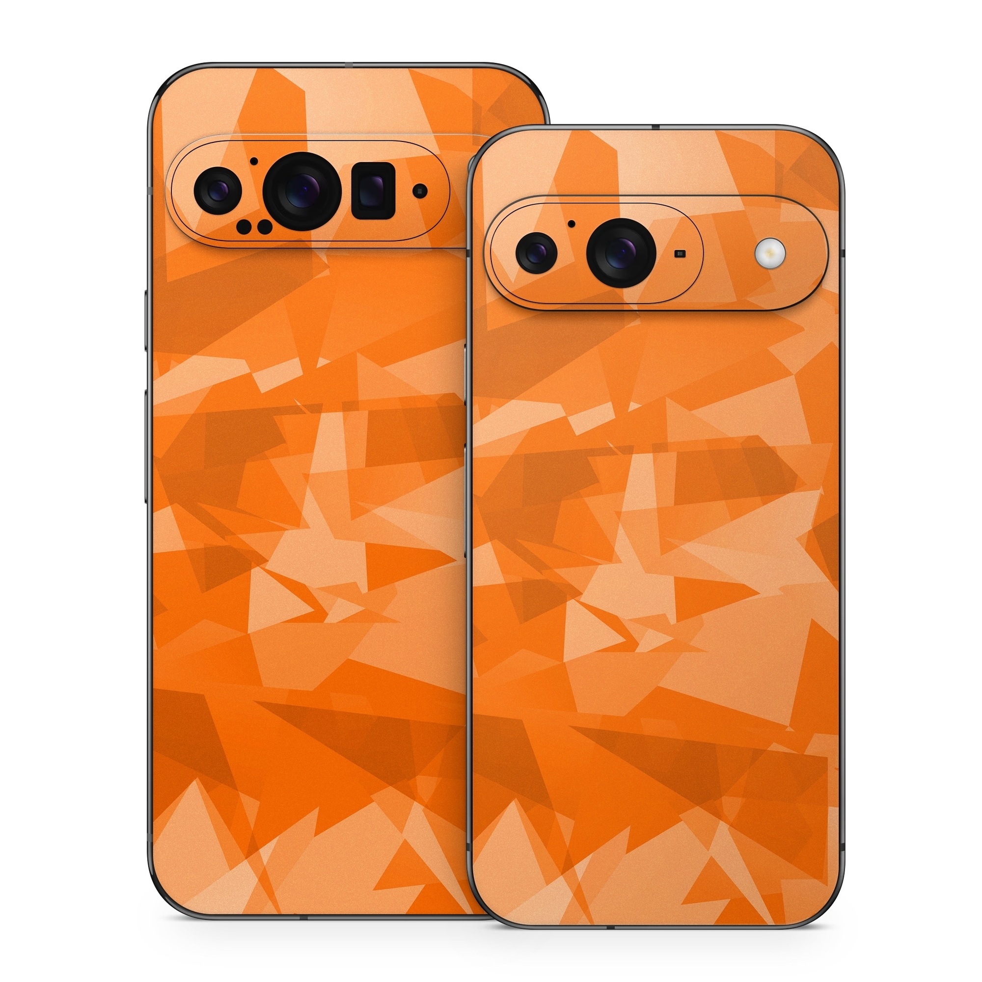 Google Pixel 9 Series Skin design of Orange, Pattern, Peach, Line, Design, Triangle, with orange colors
