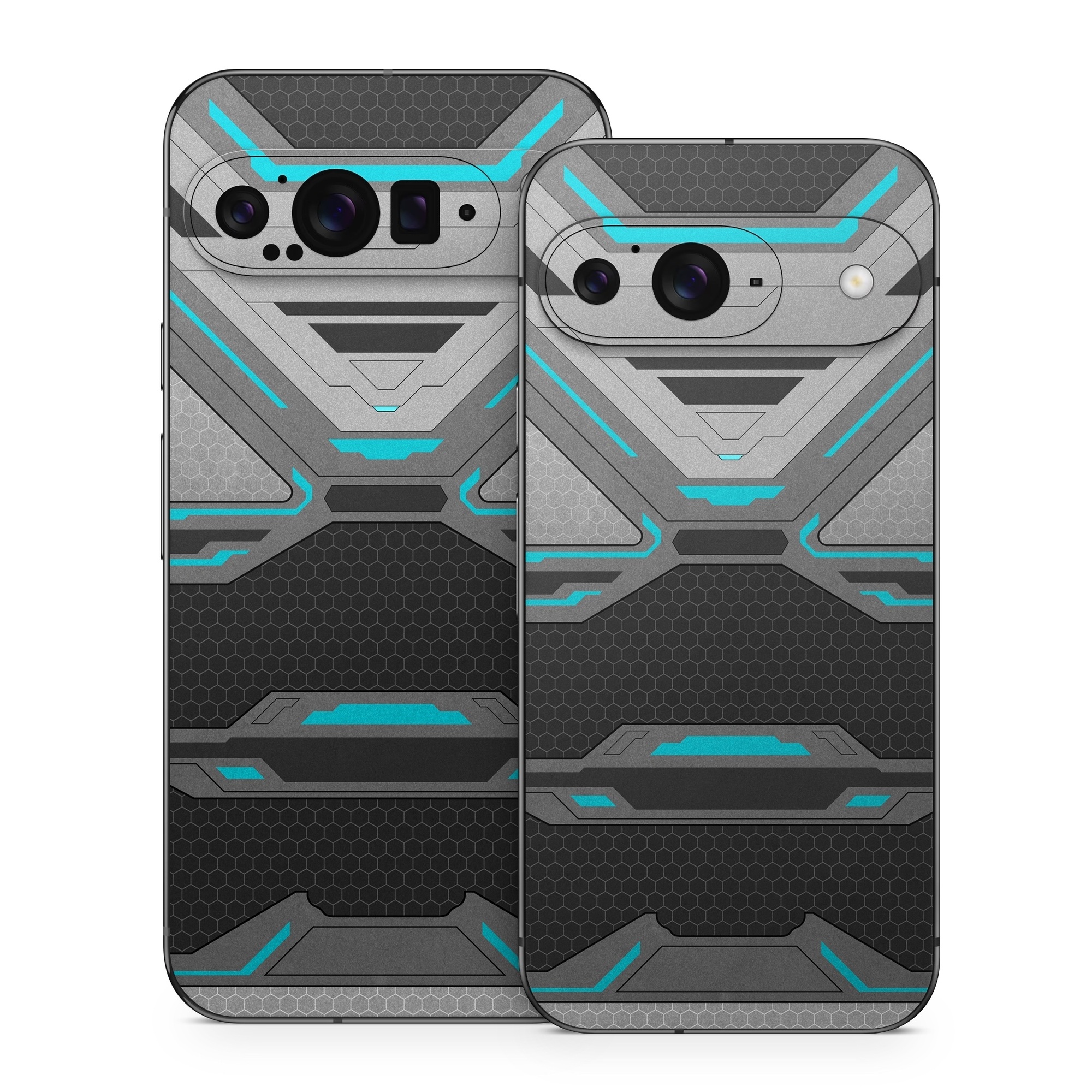 Google Pixel 9 Series Skin design of Blue, Turquoise, Pattern, Teal, Symmetry, Design, Line, Automotive design, Font, with black, gray, blue colors