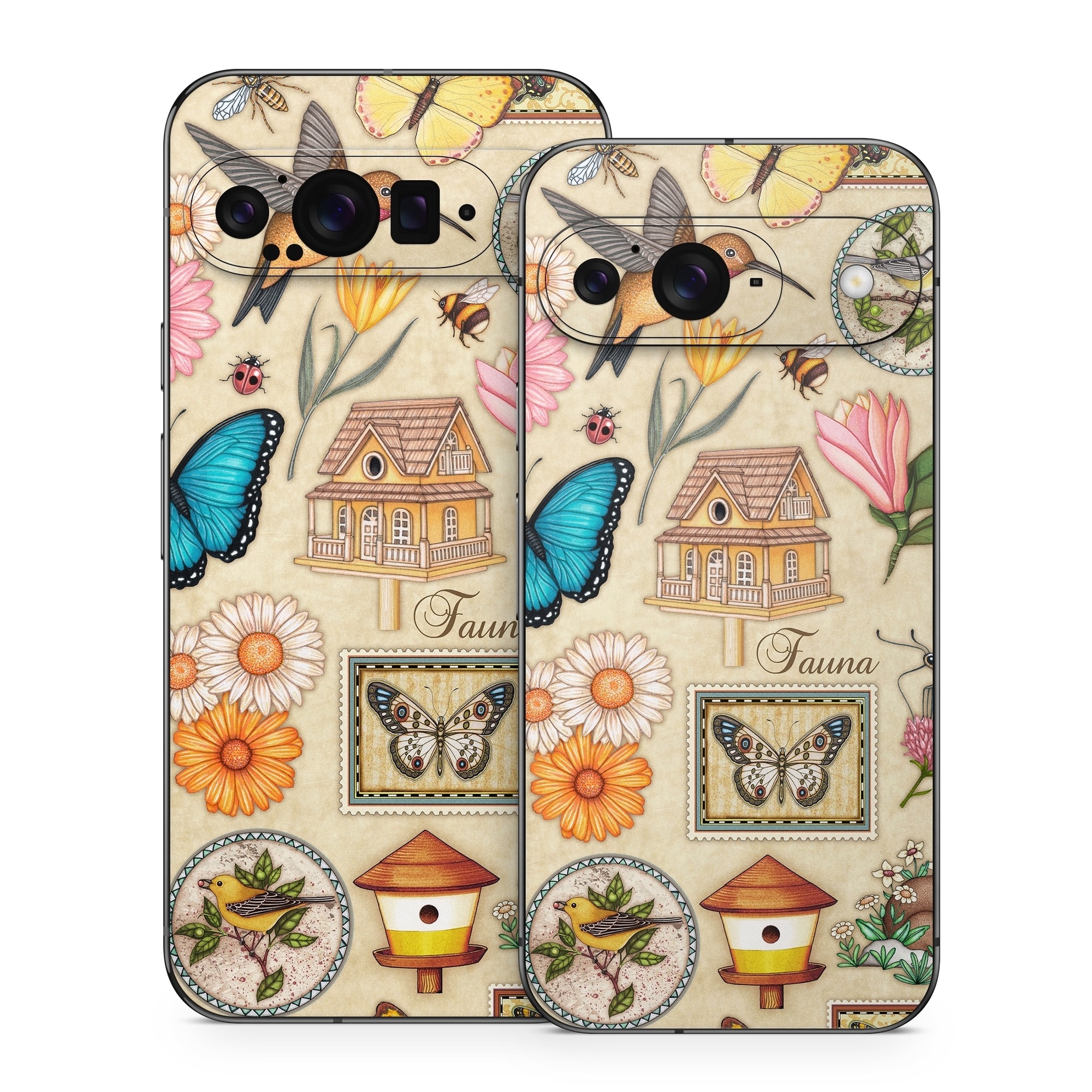 Google Pixel 9 Series Skin design of Butterfly, Insect, Moths and butterflies, Cynthia (subgenus), Pollinator, Brush-footed butterfly, Organism, Invertebrate, Lepidopterist, Clip art, with gray, green, black, red, blue colors