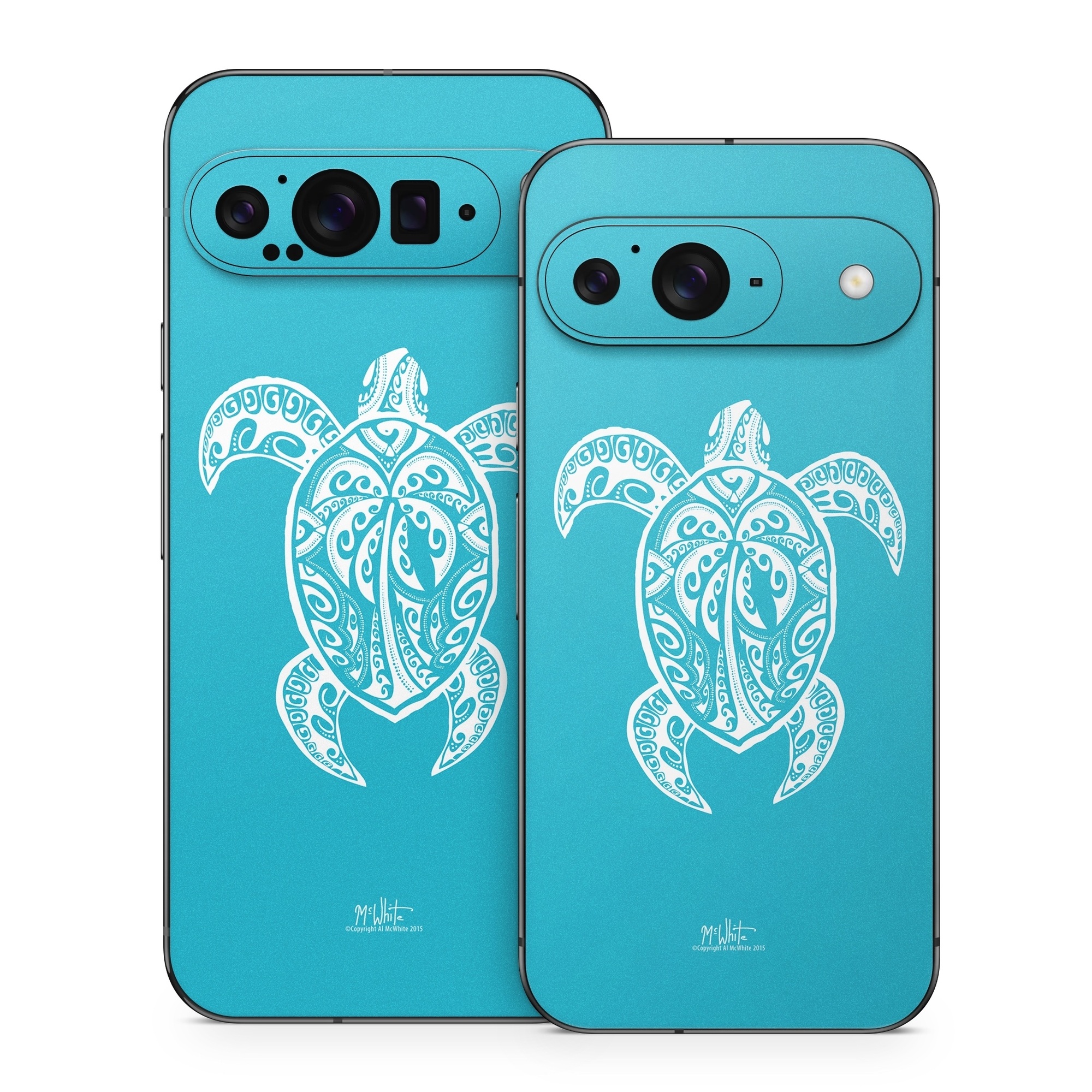 Google Pixel 9 Series Skin design of Sea turtle, Turtle, Green sea turtle, Reptile, Illustration, with blue, white colors