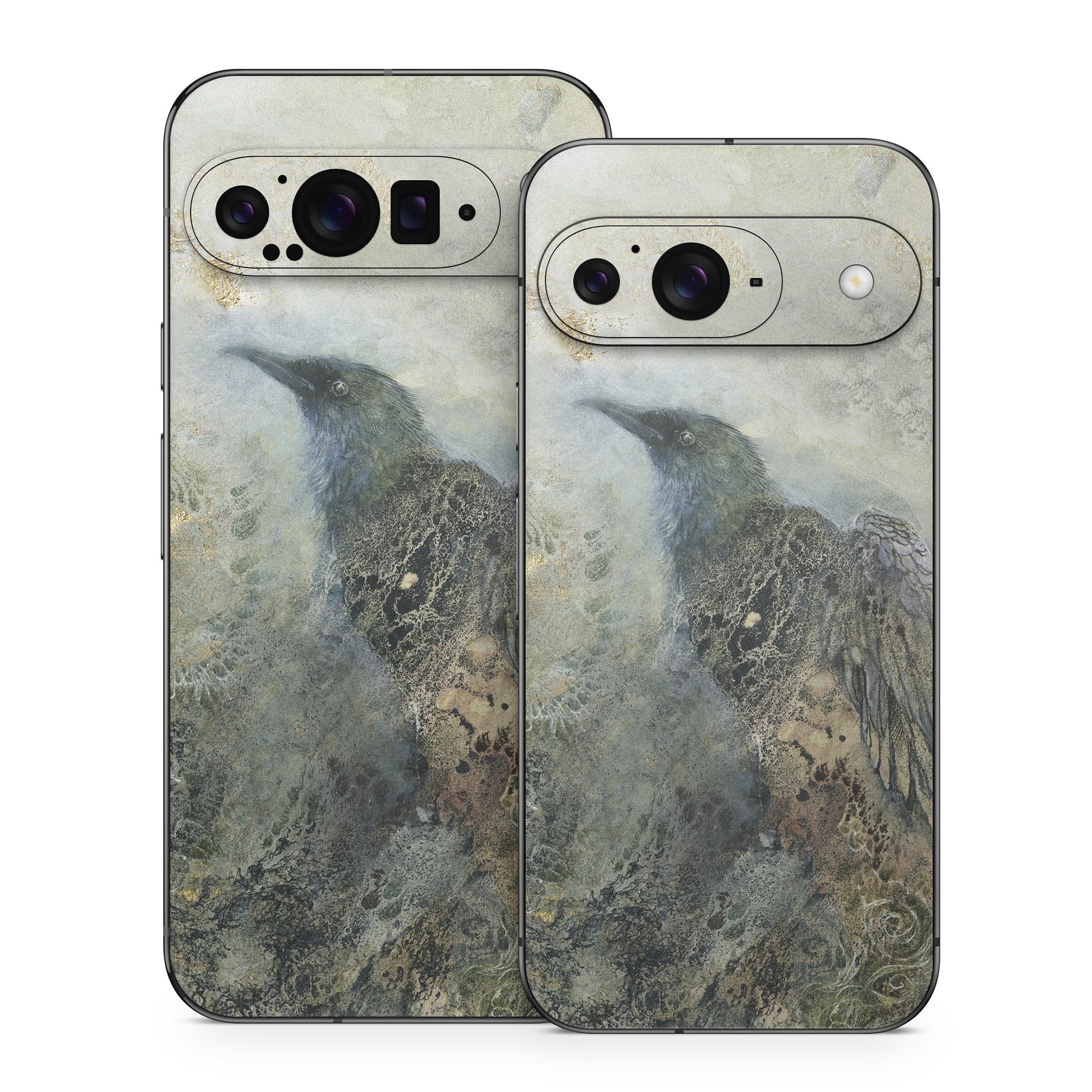 Google Pixel 9 Series Skin design of Painting, Water, Geology, Art, Rock, Watercolor paint, Illustration, with black, gray, white, blue colors