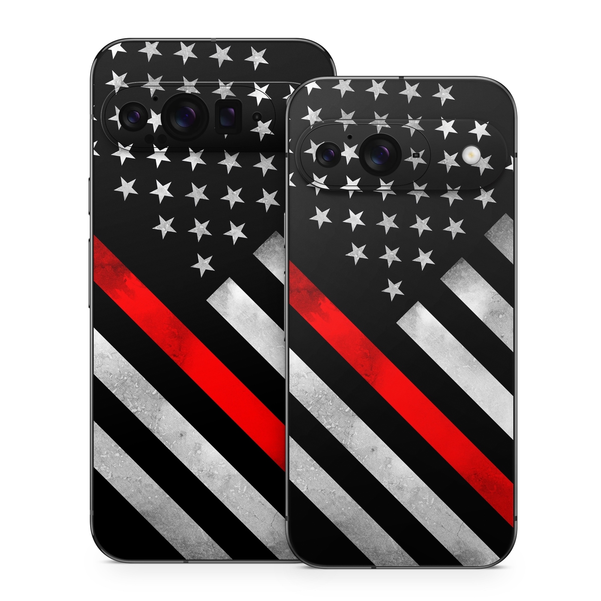 Google Pixel 9 Series Skin design of Flag of the united states, Flag, Line, Black-and-white, Pattern, Flag Day (USA), Veterans day, Independence day, Memorial day, with black, white, gray, red colors