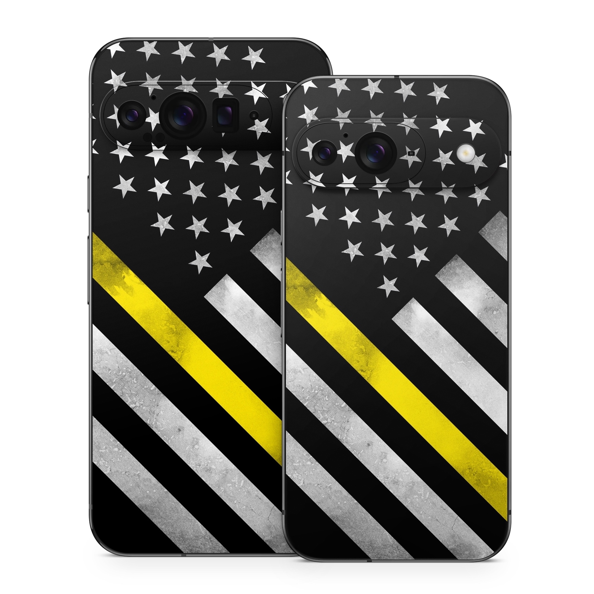 Google Pixel 9 Series Skin design of Flag of the united states, Flag, Yellow, Line, Black-and-white, Pattern, Monochrome, Graphic design, Parallel, with black, white, gray, yellow colors