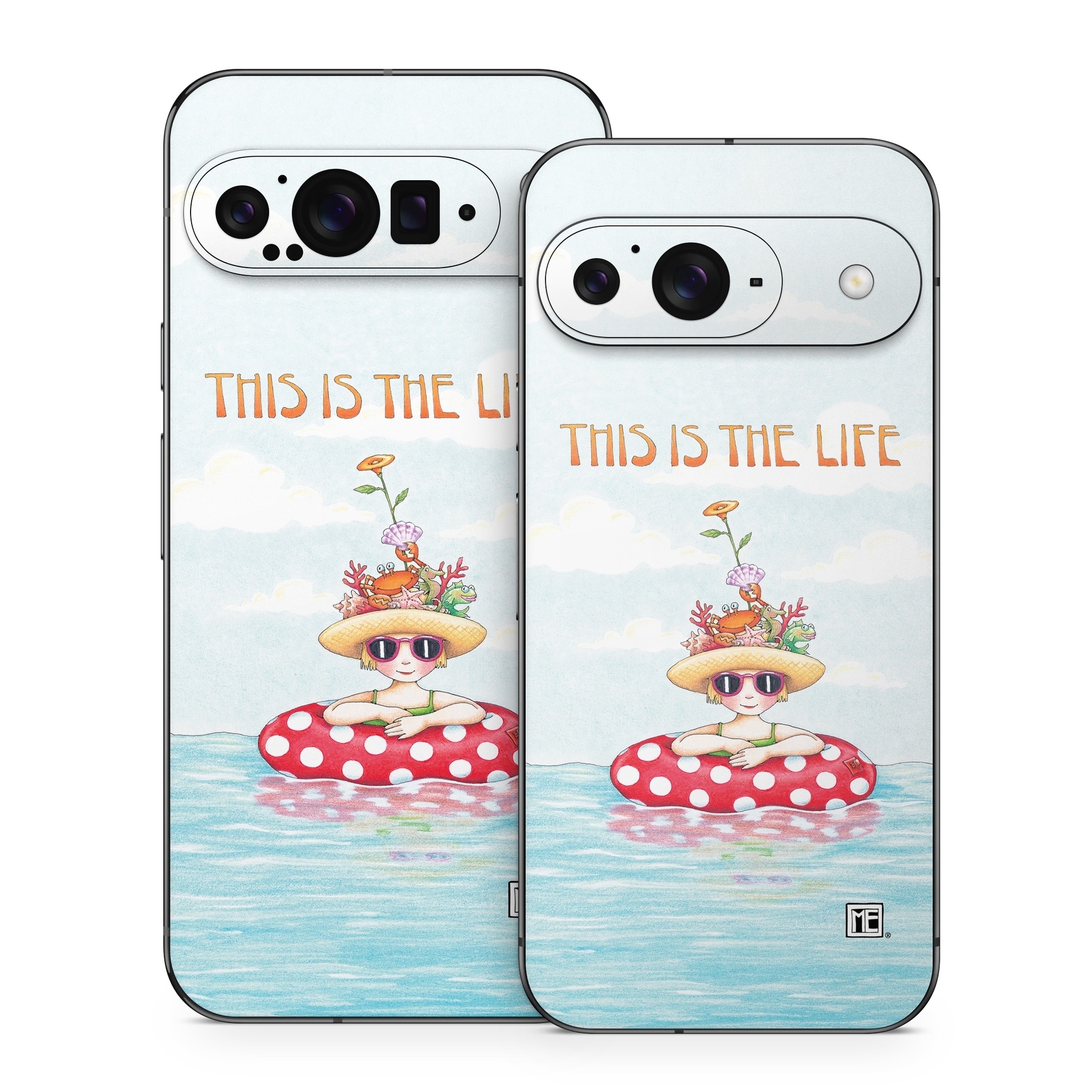 Google Pixel 9 Series Skin design of Cartoon, Illustration, Clip art, with blue, red, white, yellow, green, orange, pink colors