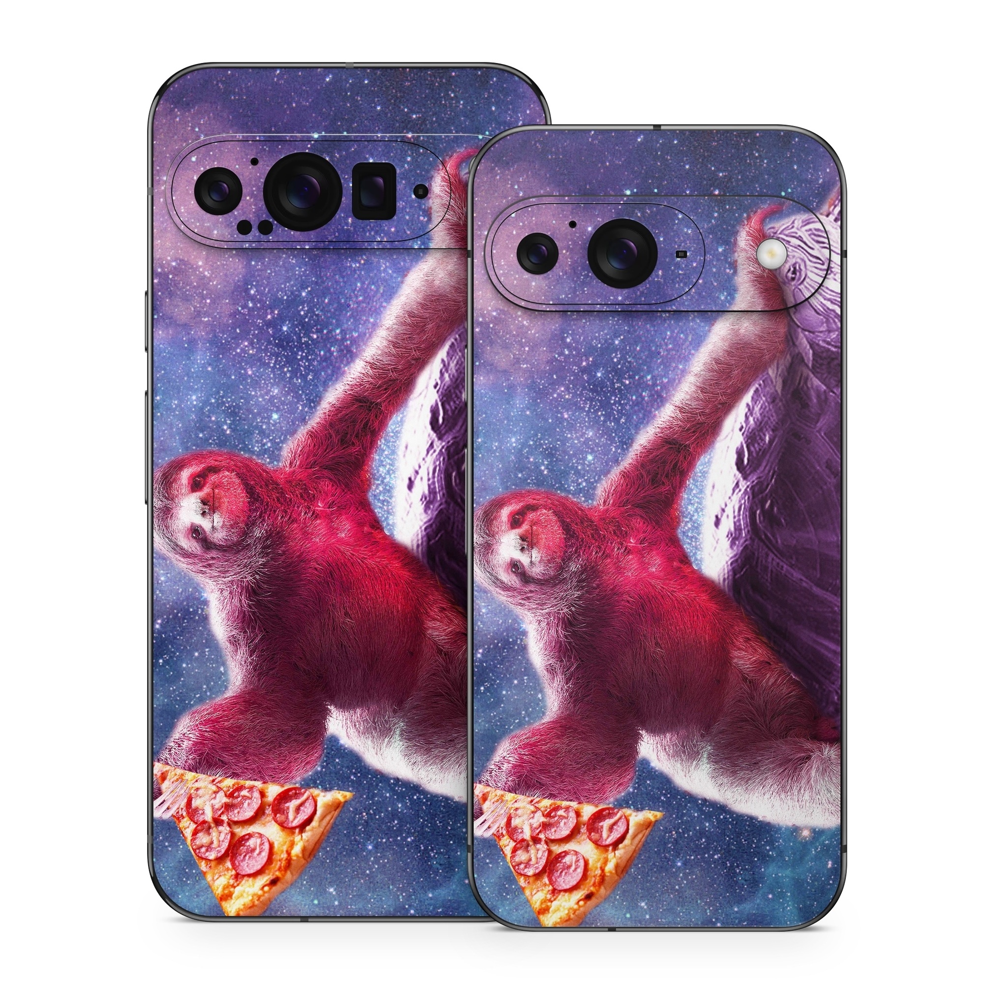 Google Pixel 9 Series Skin design of Illustration, Pink, Turtle, Art, Sea turtle, Space, Painting, Fictional character, Tortoise, with black, white, blue, gray, red, yellow colors