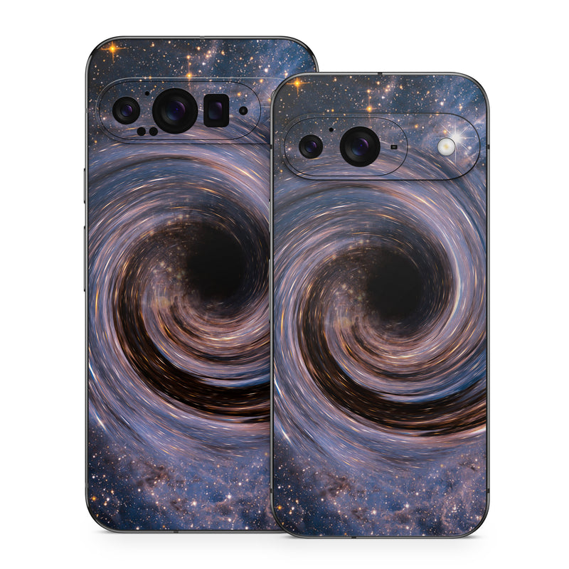 Google Pixel 9 Series Skin design of Spiral, Galaxy, Spiral galaxy, Outer space, Universe, Astronomical object, Astronomy, Vortex, Constellation, Milky Way, with black, white, yellow, orange, gray colors