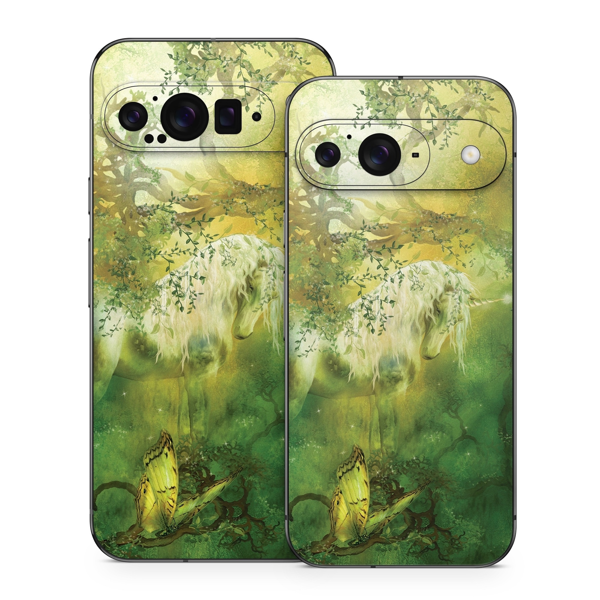 Google Pixel 9 Series Skin design of Nature, Green, Painting, Art, Visual arts, Watercolor paint, Illustration, Modern art, Still life, with green, black, gray colors
