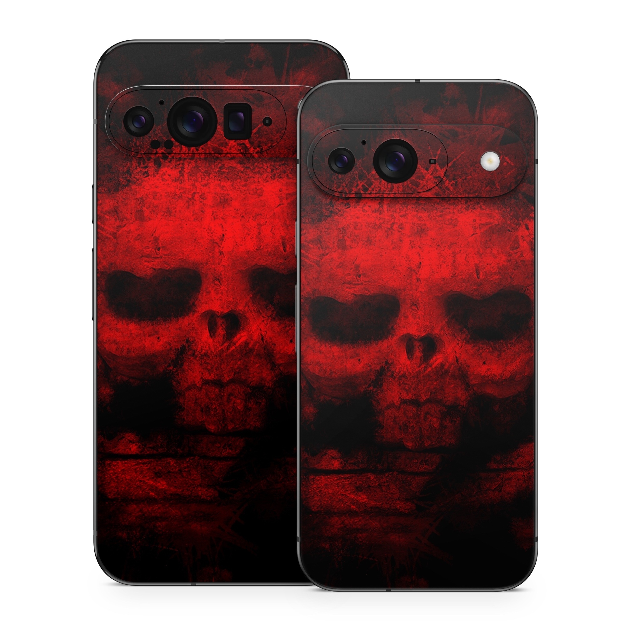 Google Pixel 9 Series Skin design of Red, Skull, Bone, Darkness, Mouth, Graphics, Pattern, Fiction, Art, Fractal art, with black, red colors