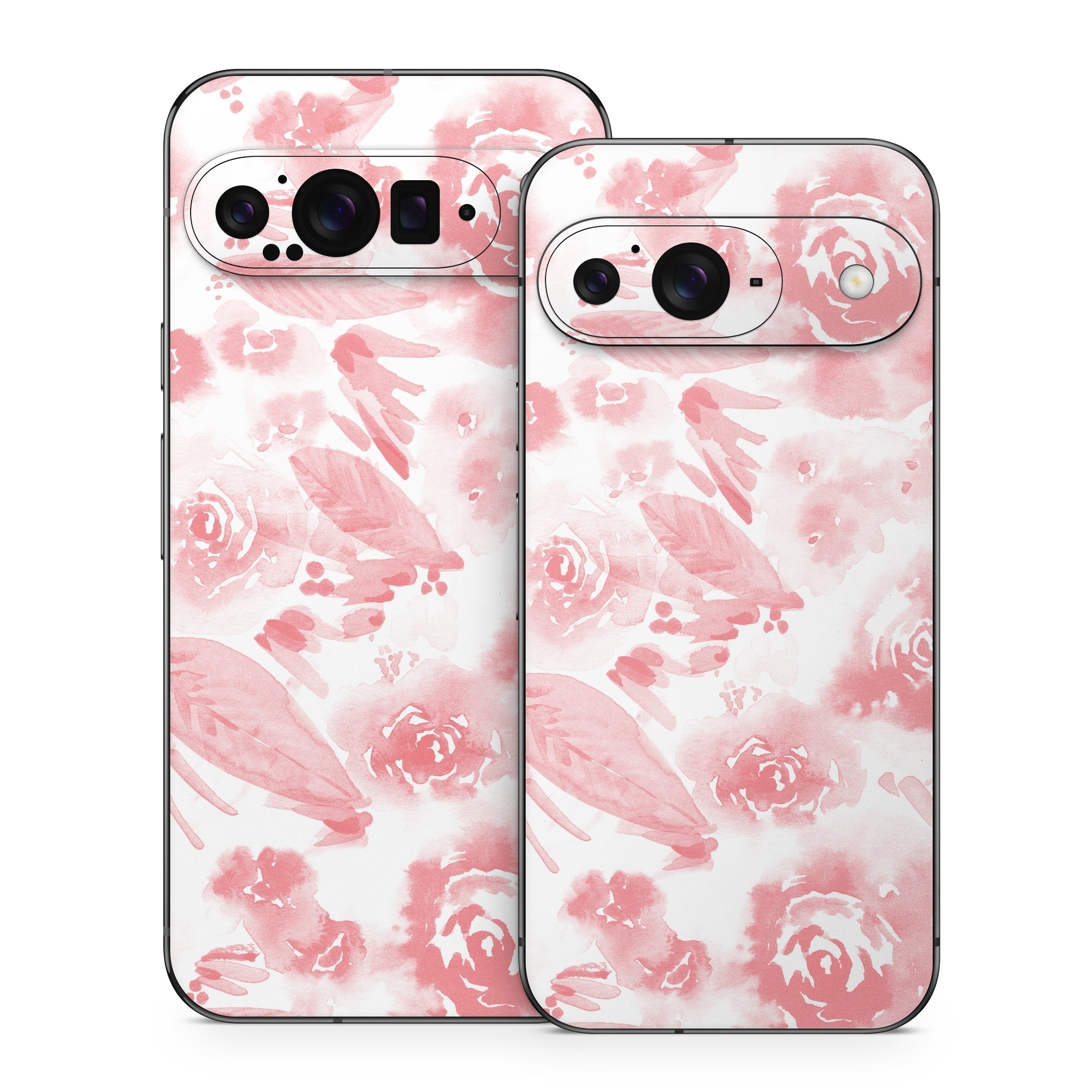 Google Pixel 9 Series Skin design of Pink, Pattern, Rose, Design, Floral design, Rose family, Garden roses, Petal, Flower, Textile, with white, red, pink colors